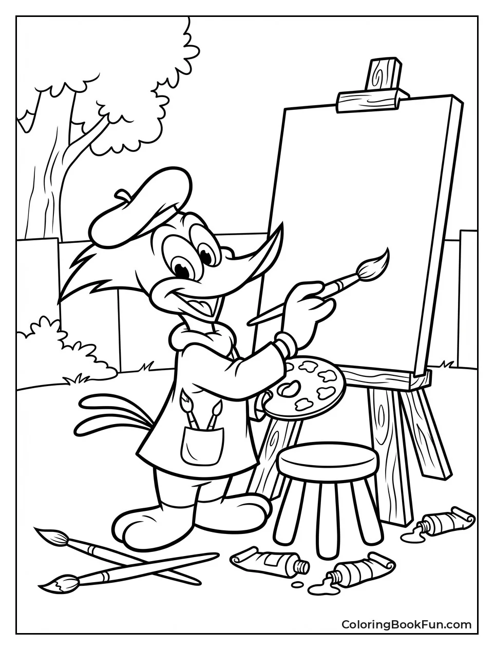 Woody Paints with Easel