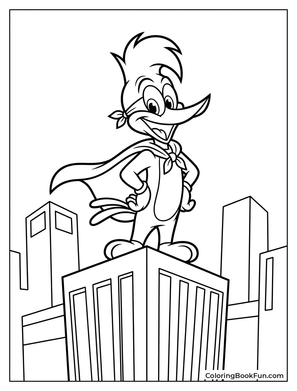 Superhero Woody on Skyscraper