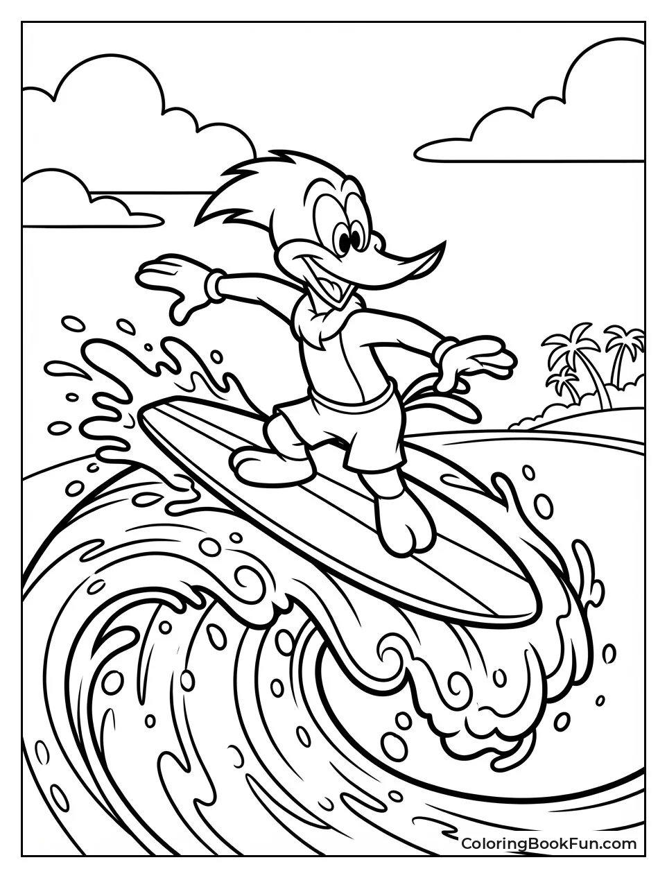 Woody Surfs Big Wave