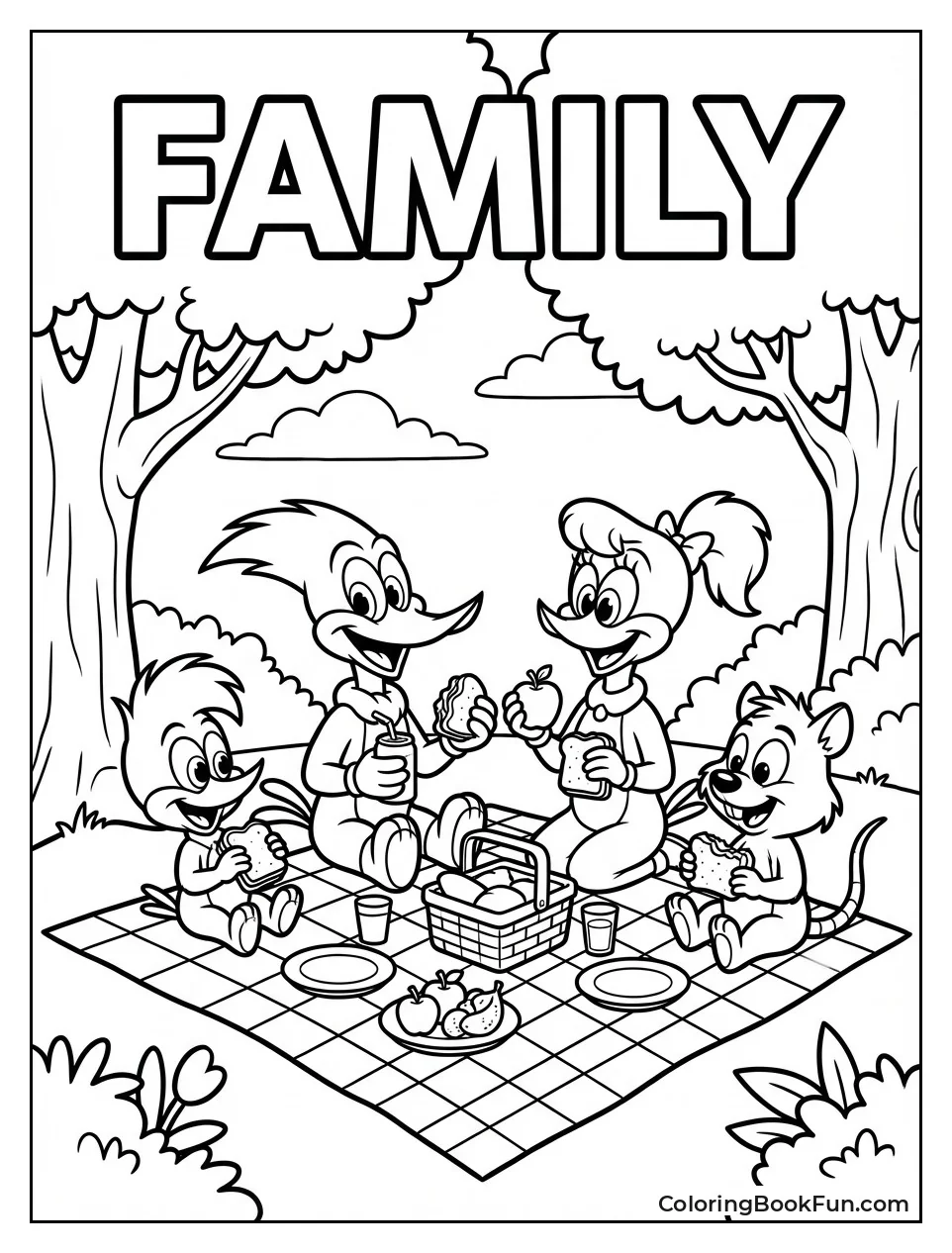 Woodpecker Family Picnic Time