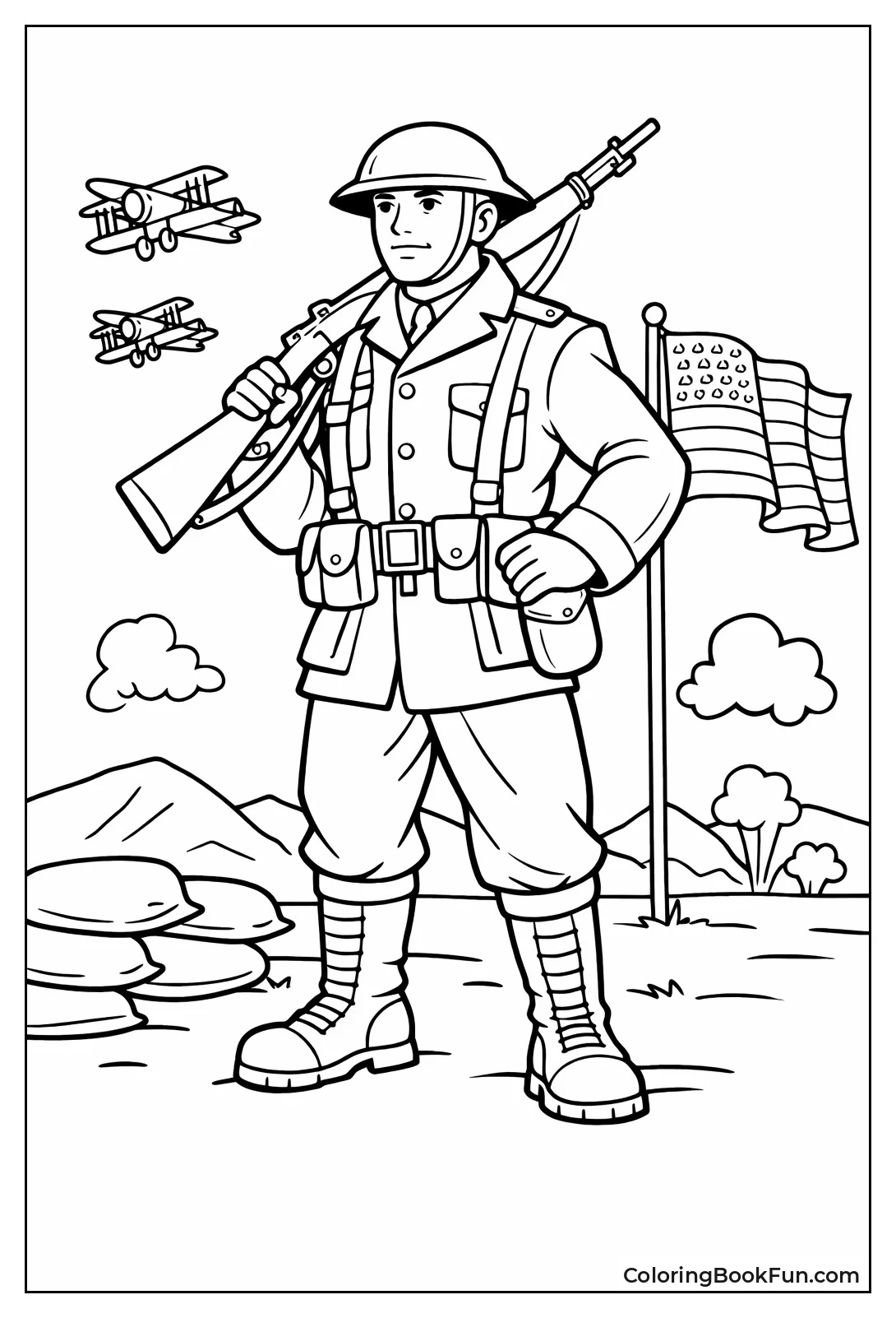 WWI Soldier Stands Heroic