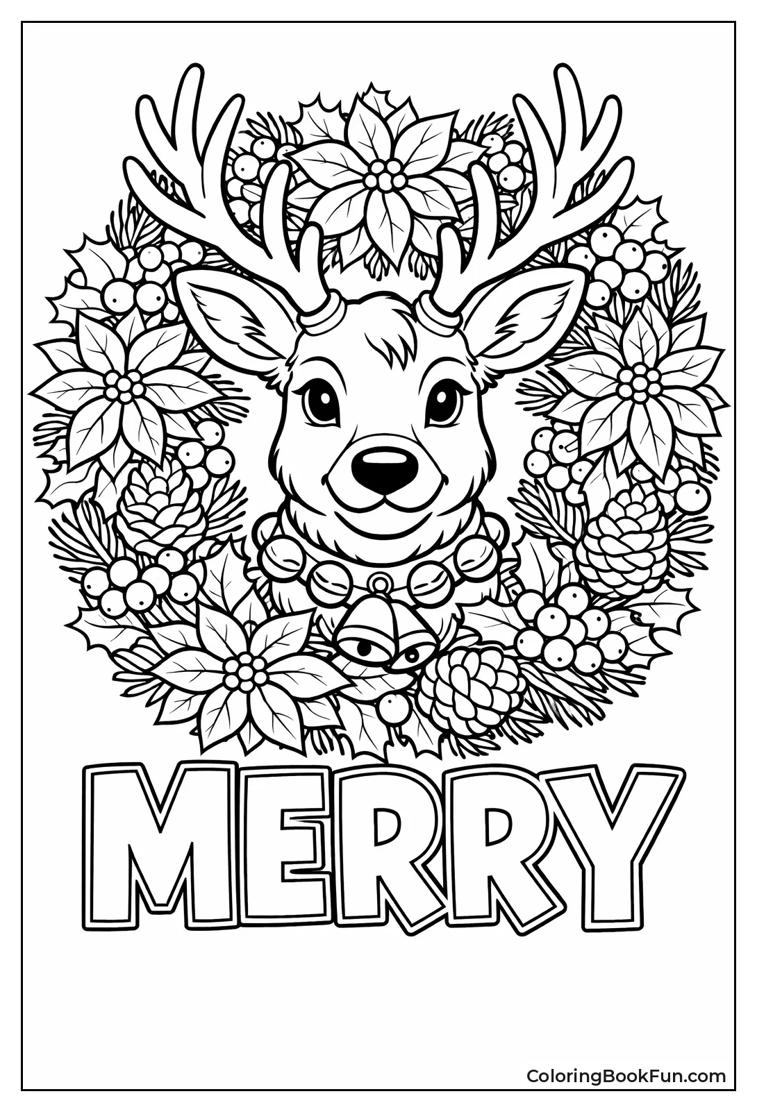 Reindeer Face in Wreath