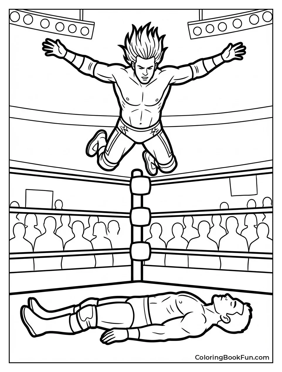 Wrestler Flies in Frog Splash