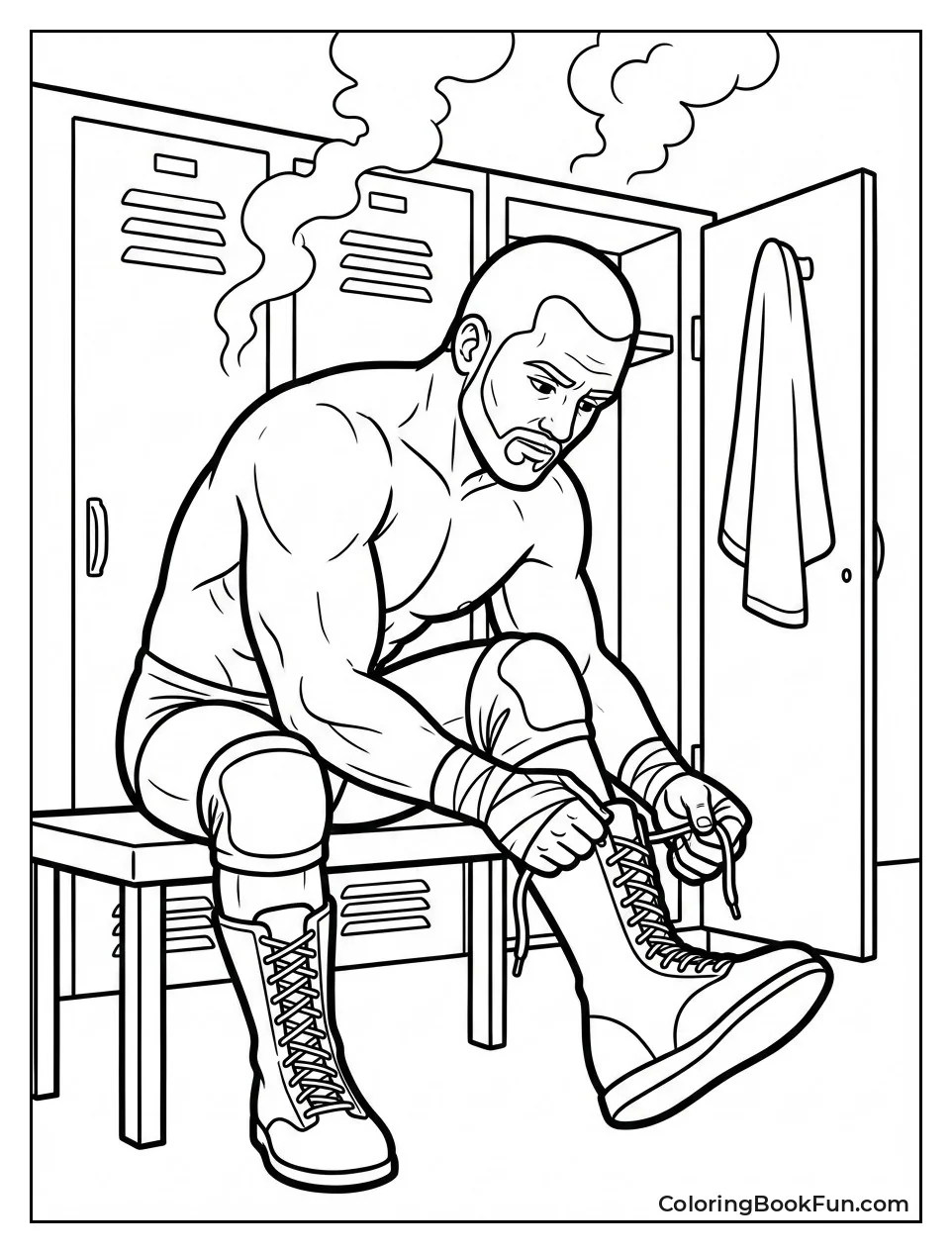 Wrestler Laces Up Boots