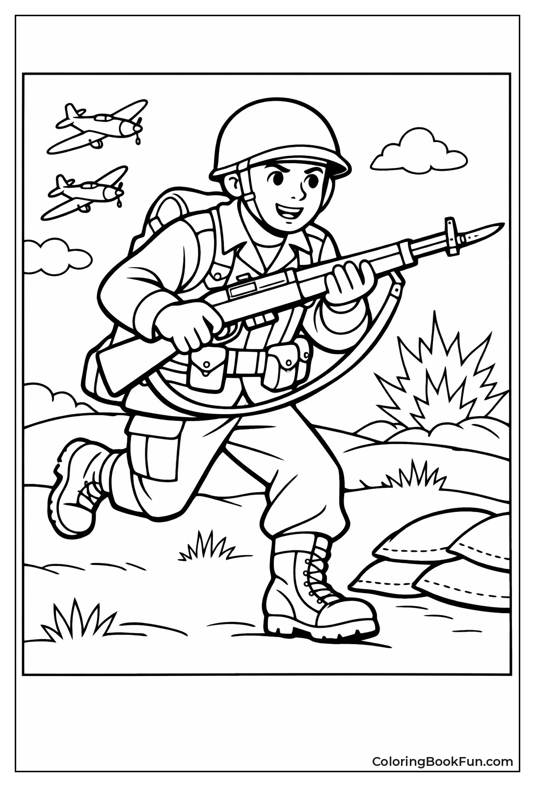 WWII Soldier Marches Forward