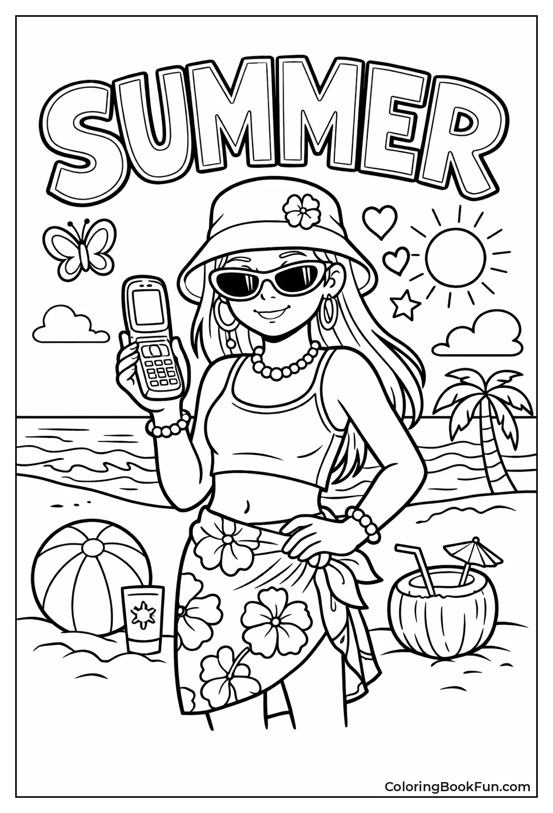 Beach Girl with Bucket Hat