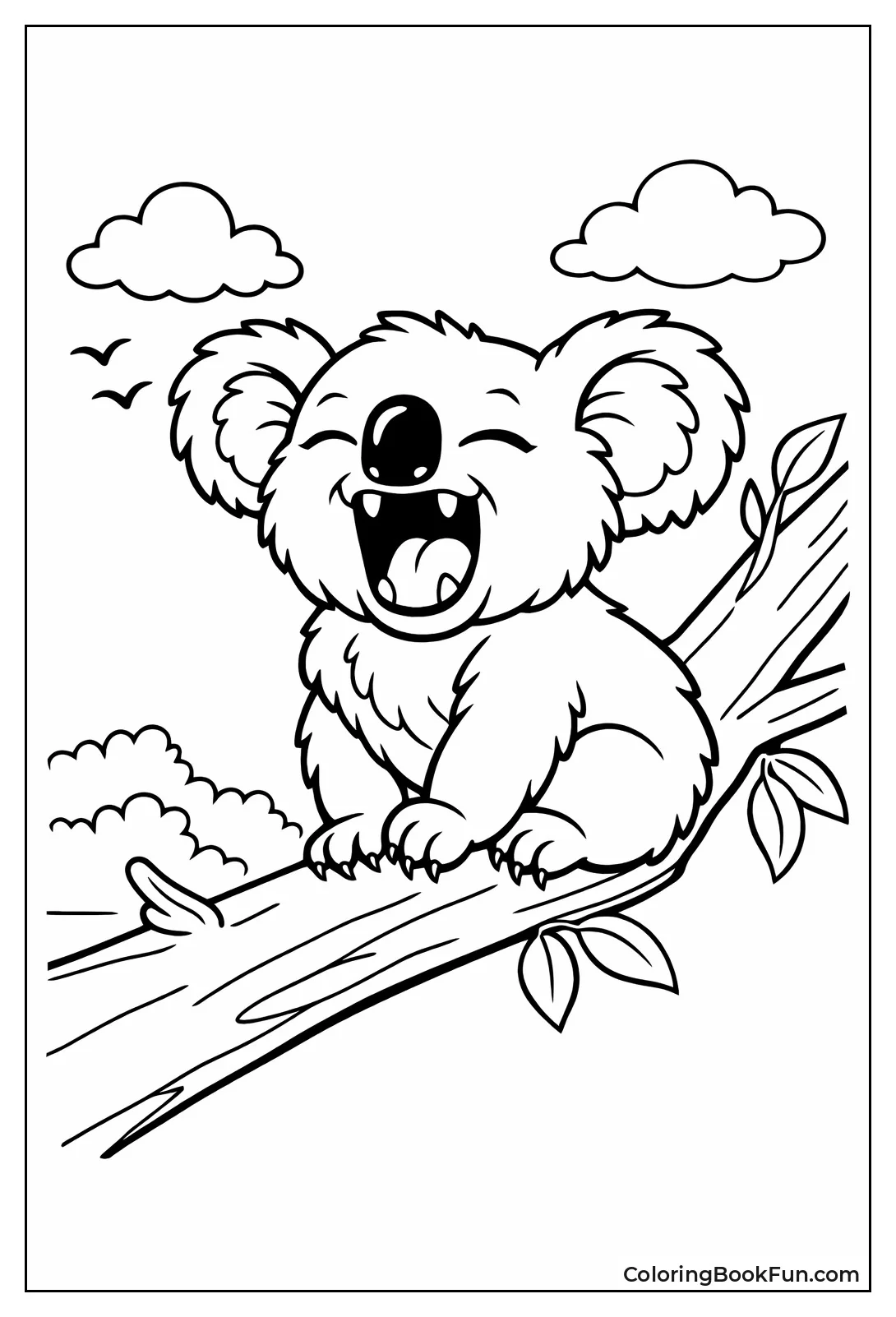 Yawning Koala on Branch