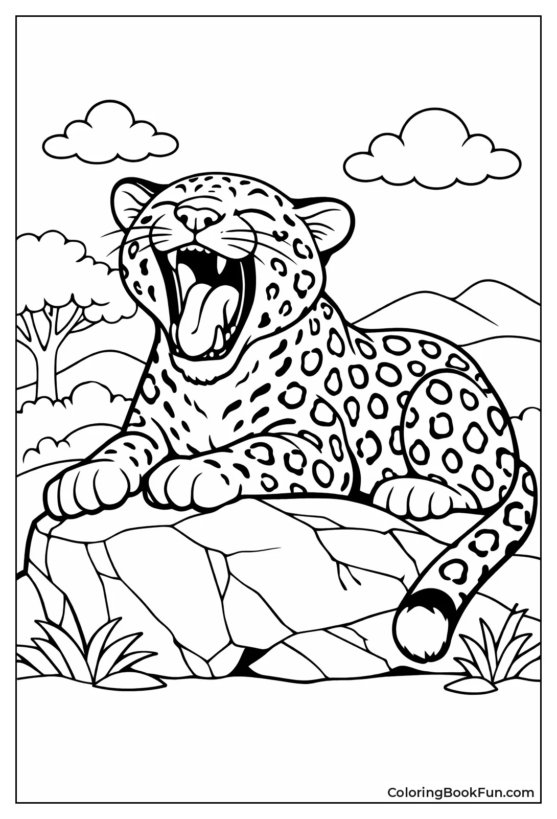 Yawning Leopard on Rock