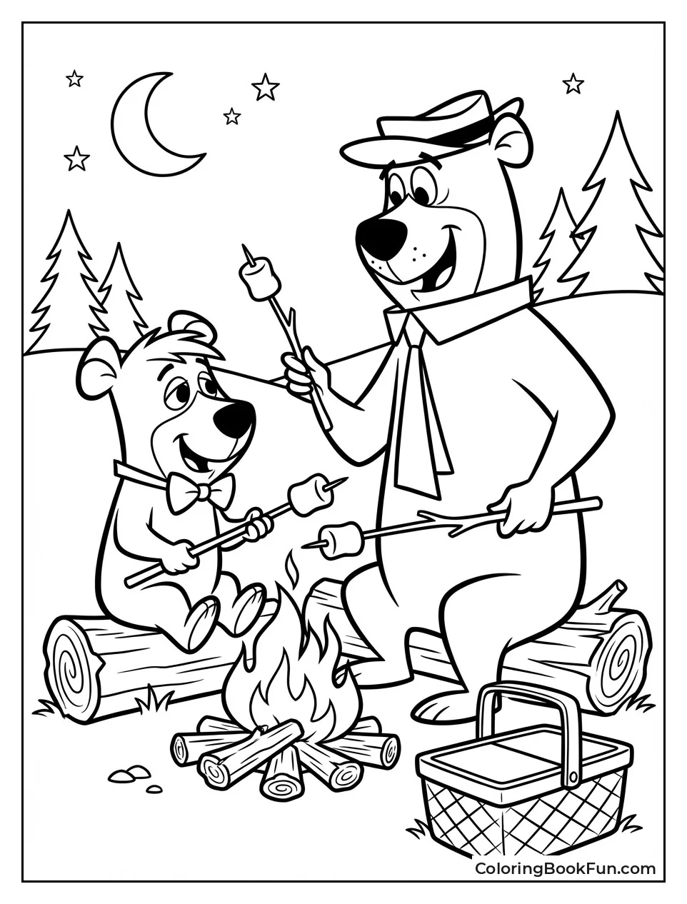 Bears Roast Campfire Marshmallows