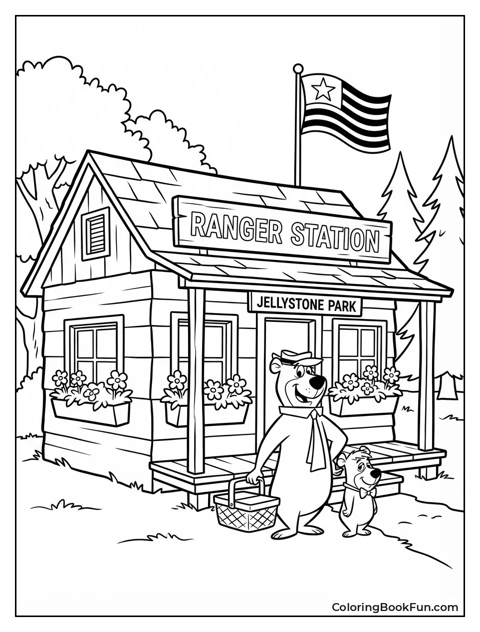 Ranger Station with Flag