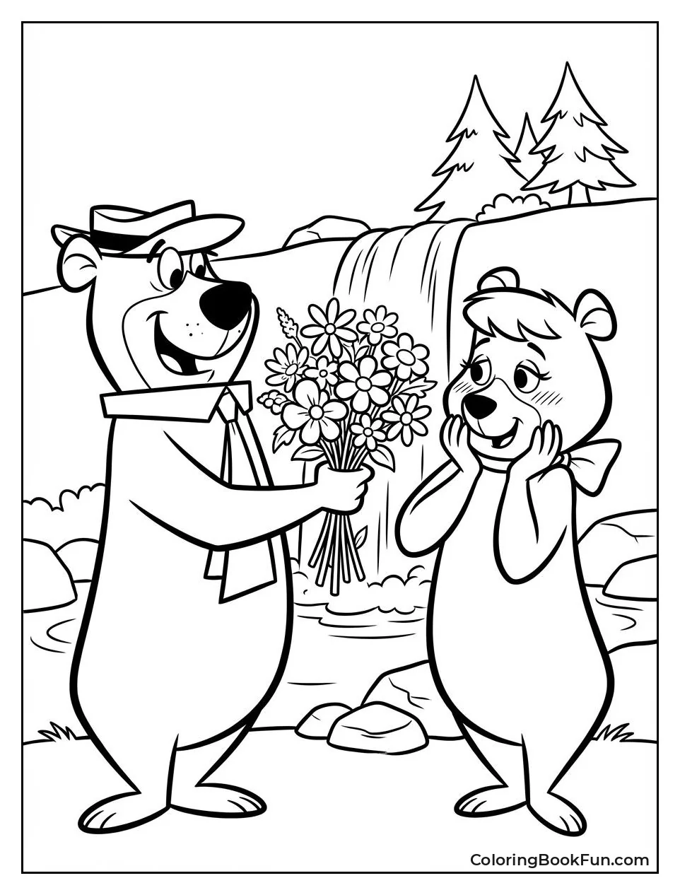 Yogi Gives Cindy Flowers