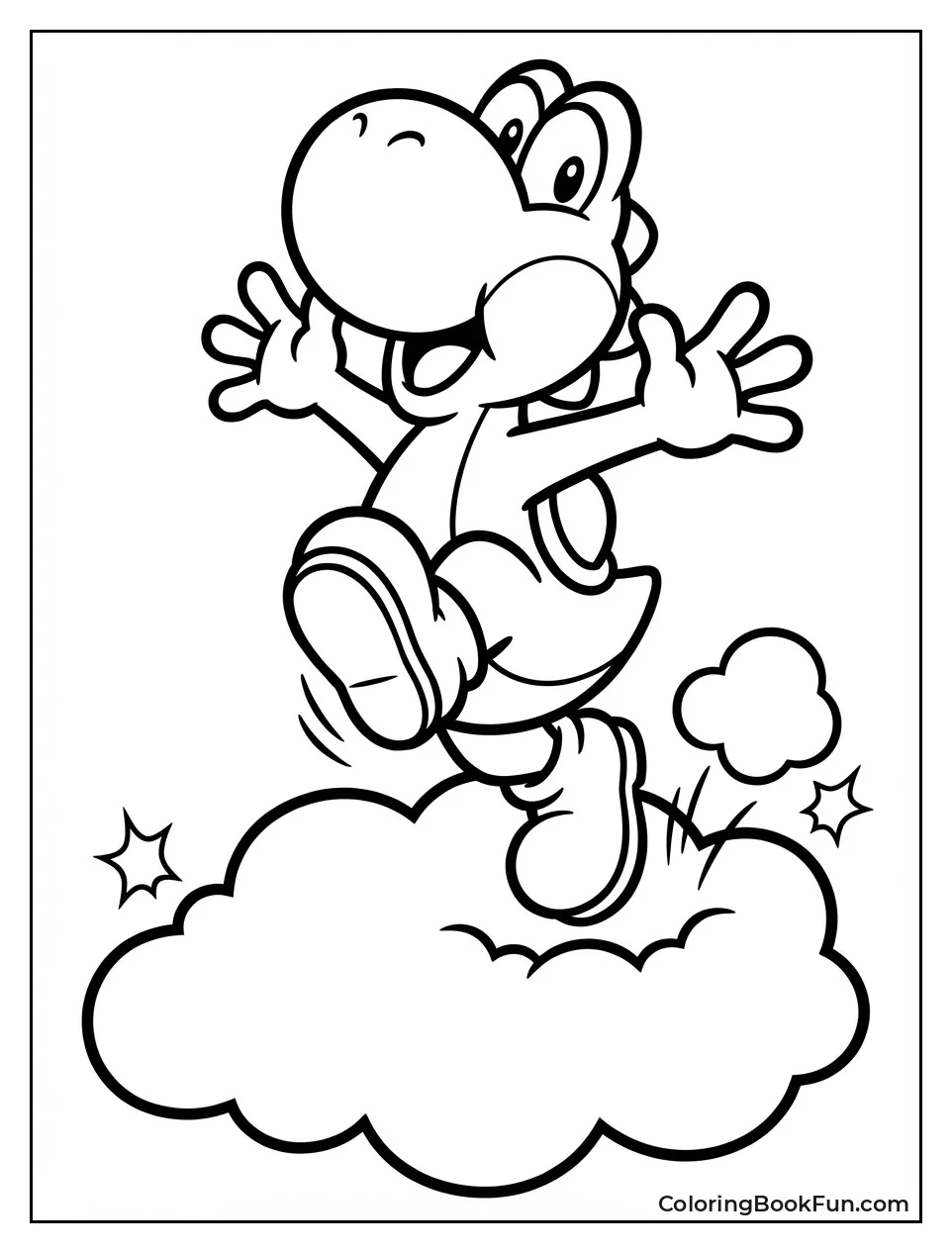 Yoshi Fluttering over Clouds