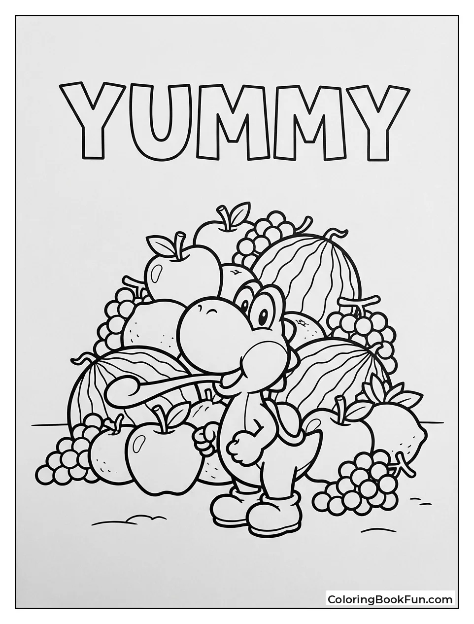 Yoshi Eating Fruit Pile