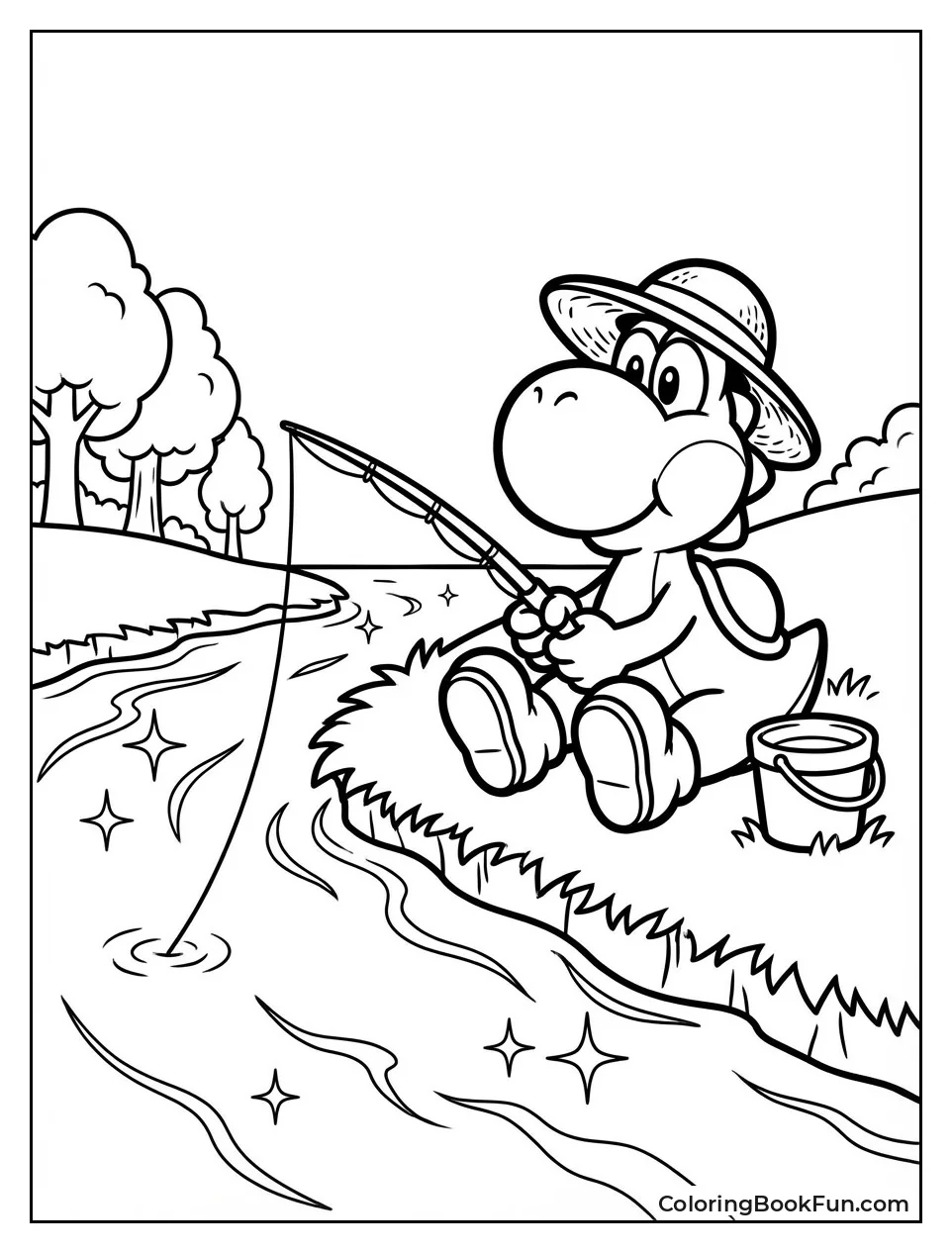 Yoshi Fishing by River