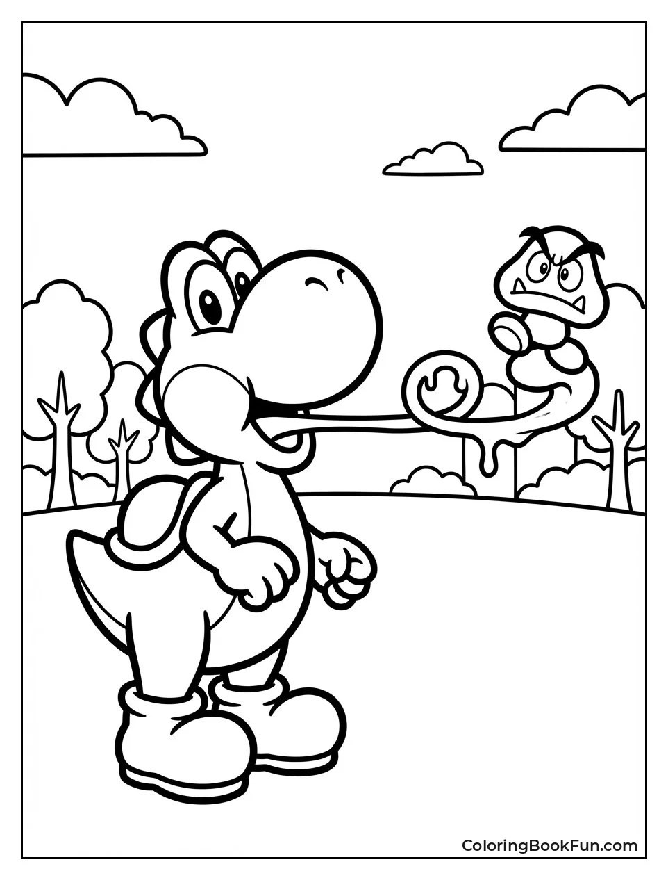 Yoshi Grabbing Goomba Tongue