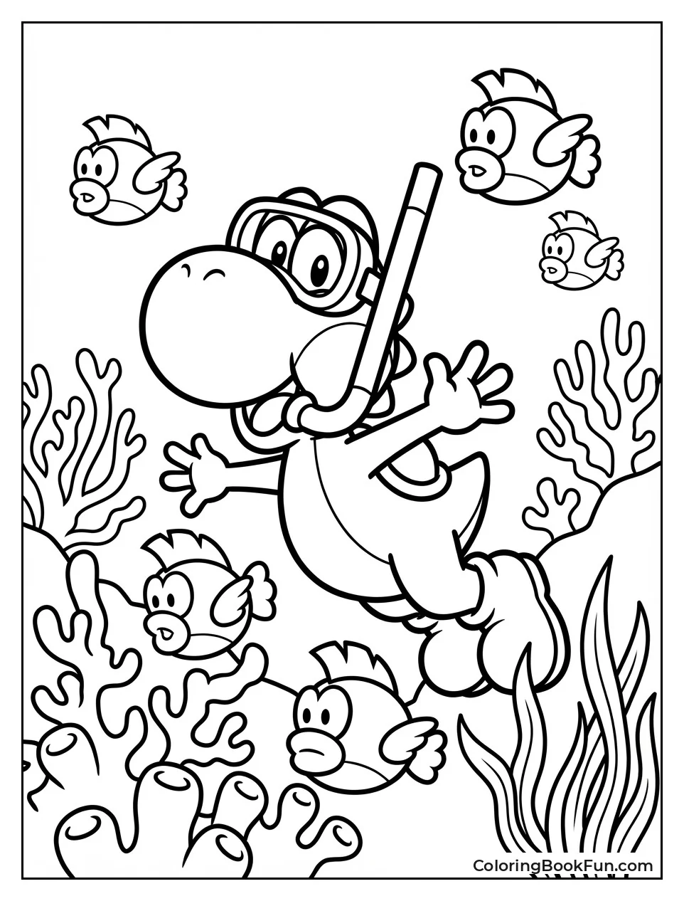 Yoshi Swimming Coral Reefs