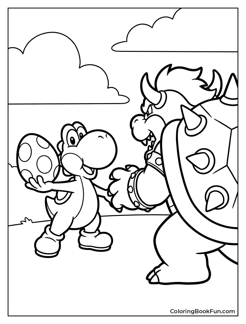 Yoshi Facing Giant Bowser