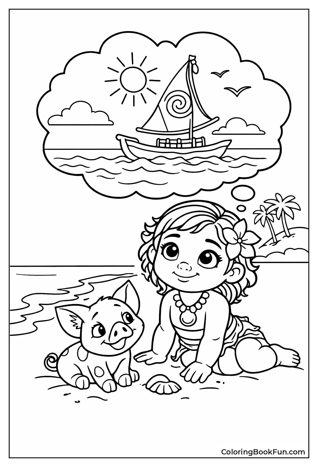 Young Moana Plays with Pua