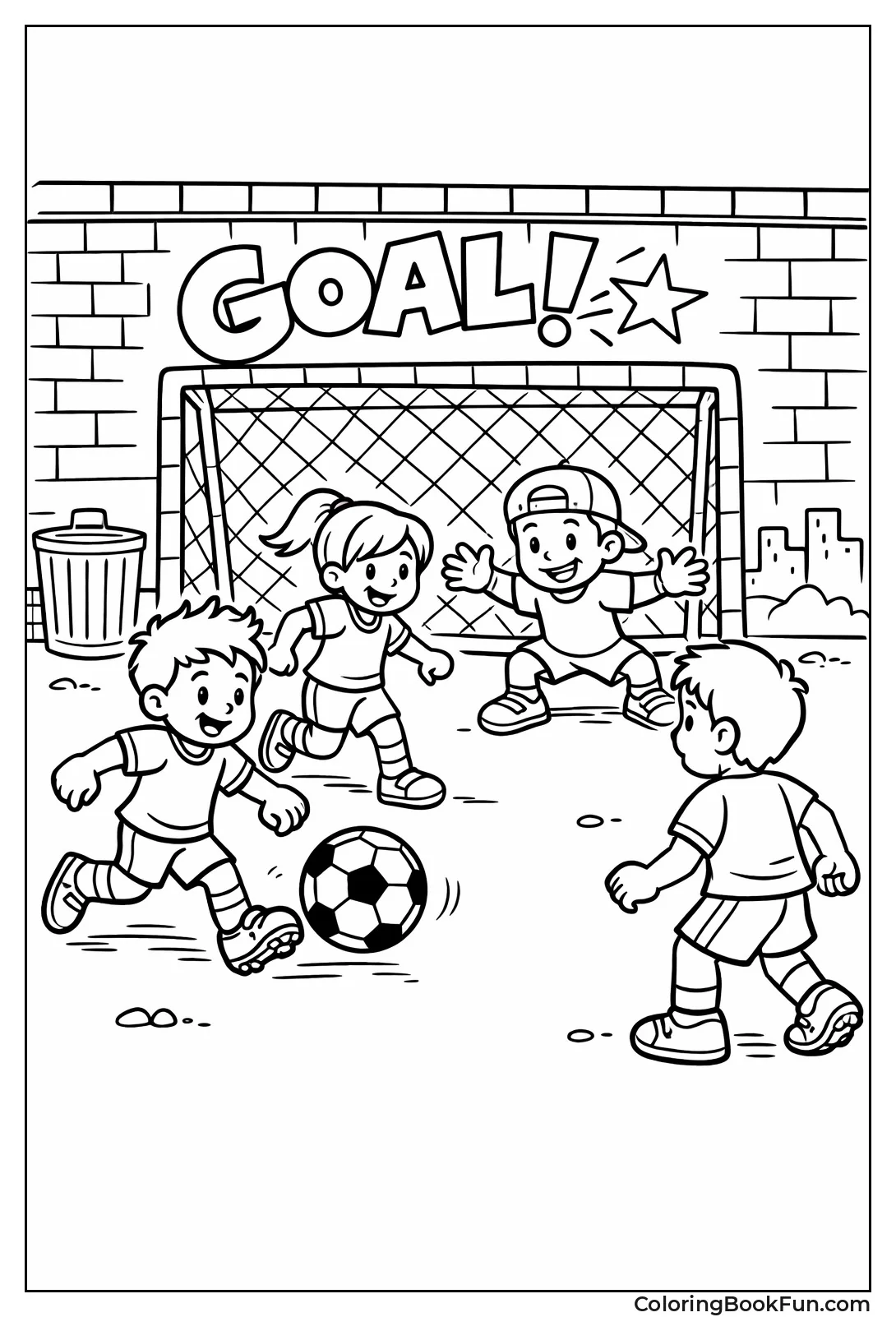 Kids Kicking Street Soccer