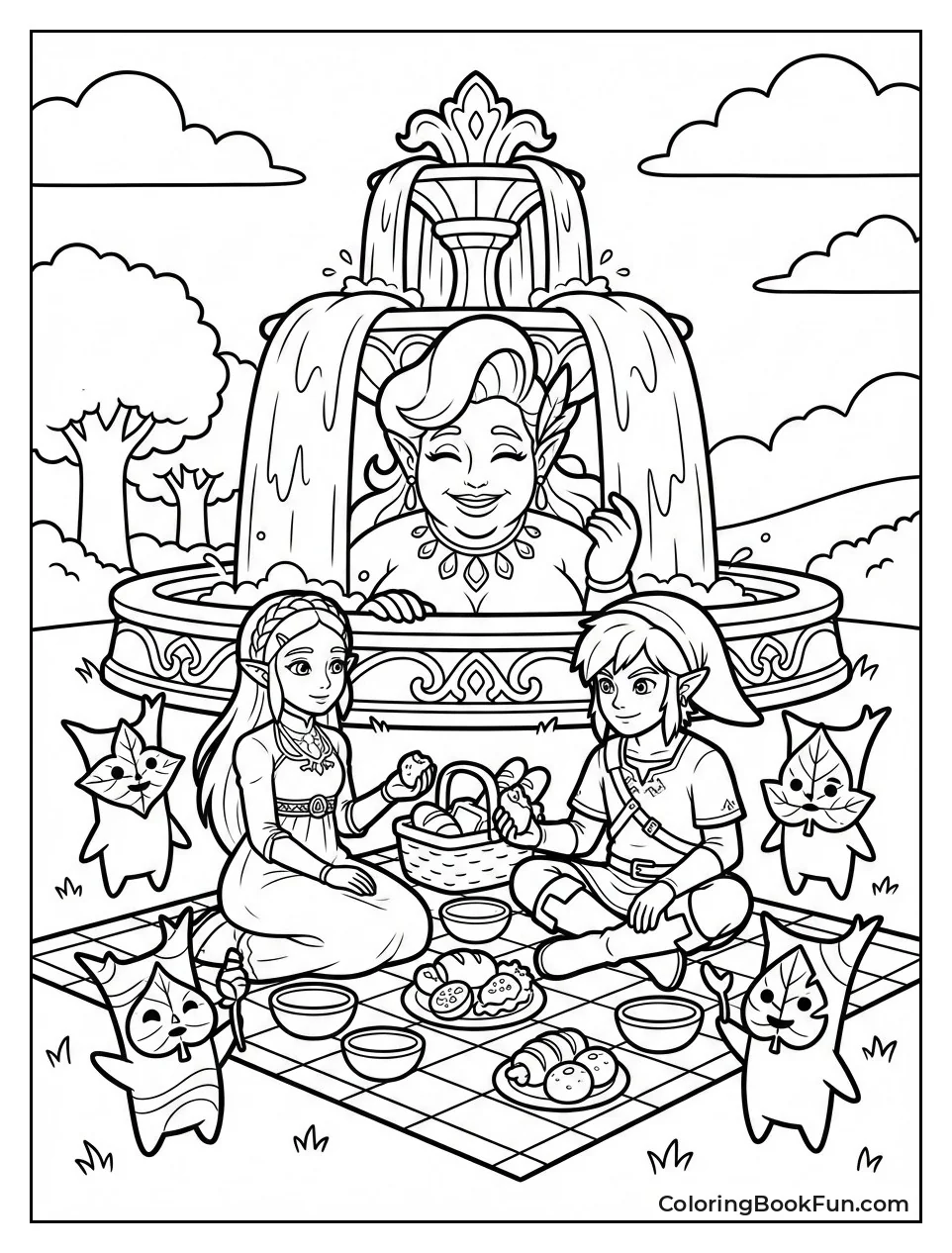 Zelda Picnics with Koroks