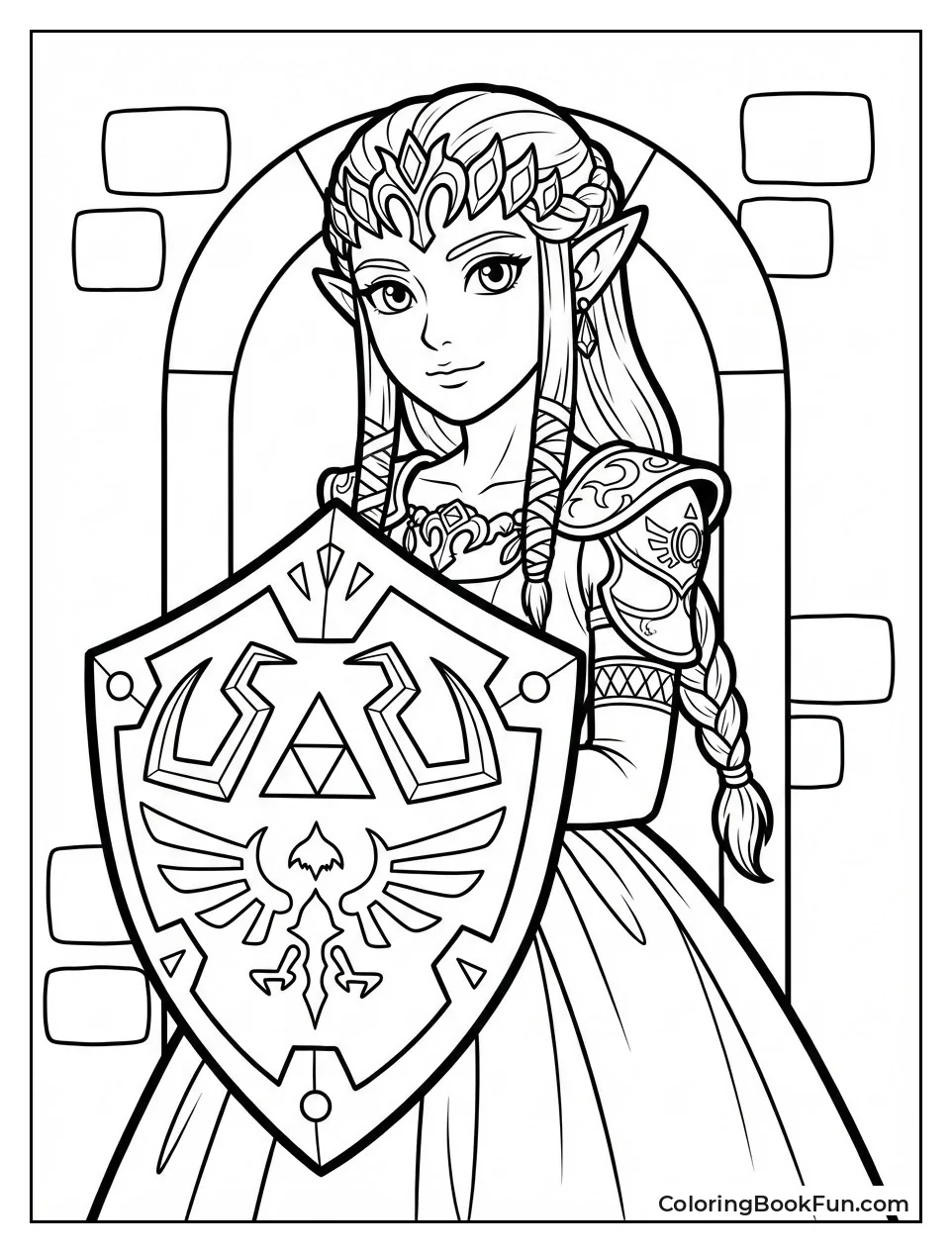 Zelda Holds Hylian Shield