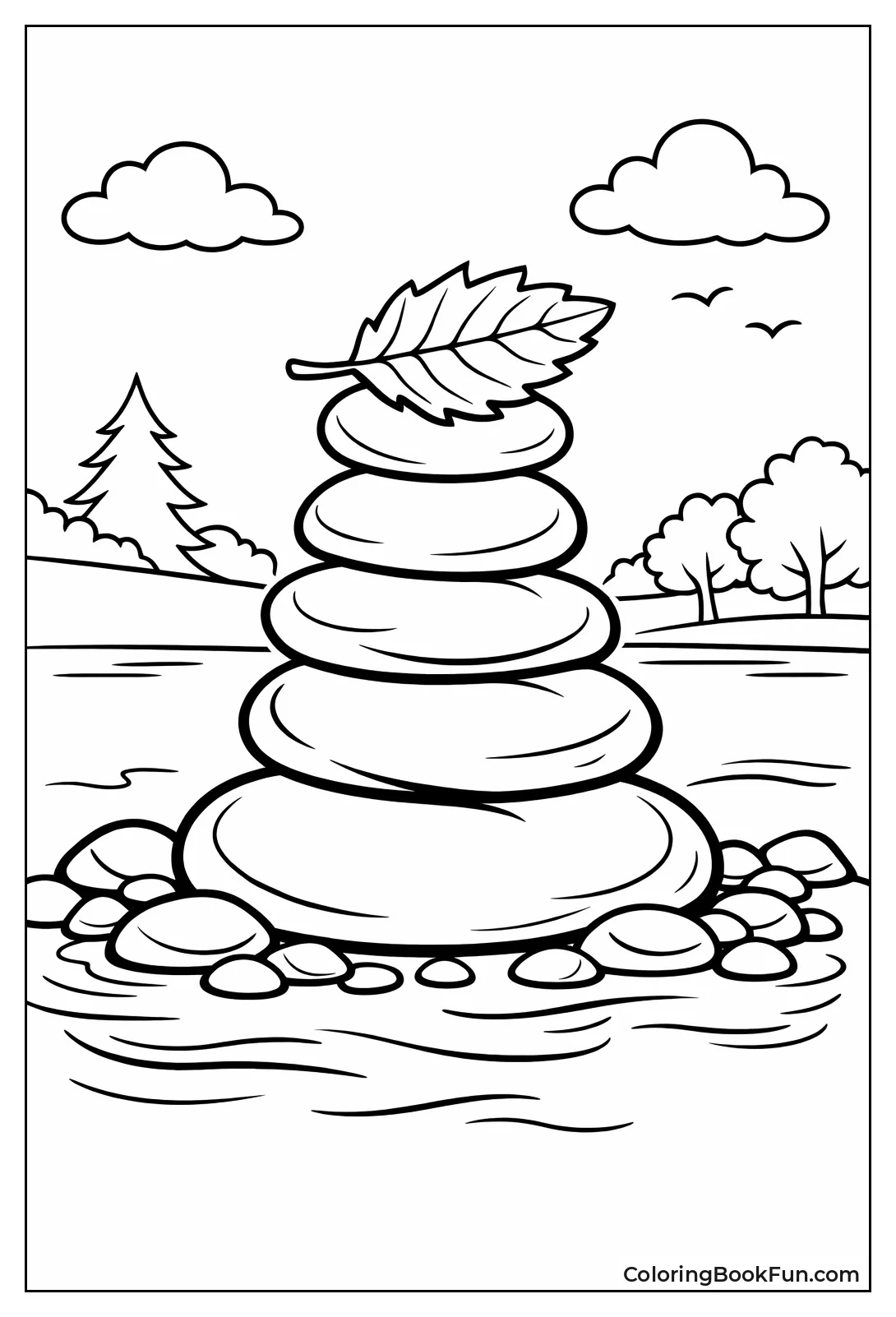 Leaf atop Zen Stones