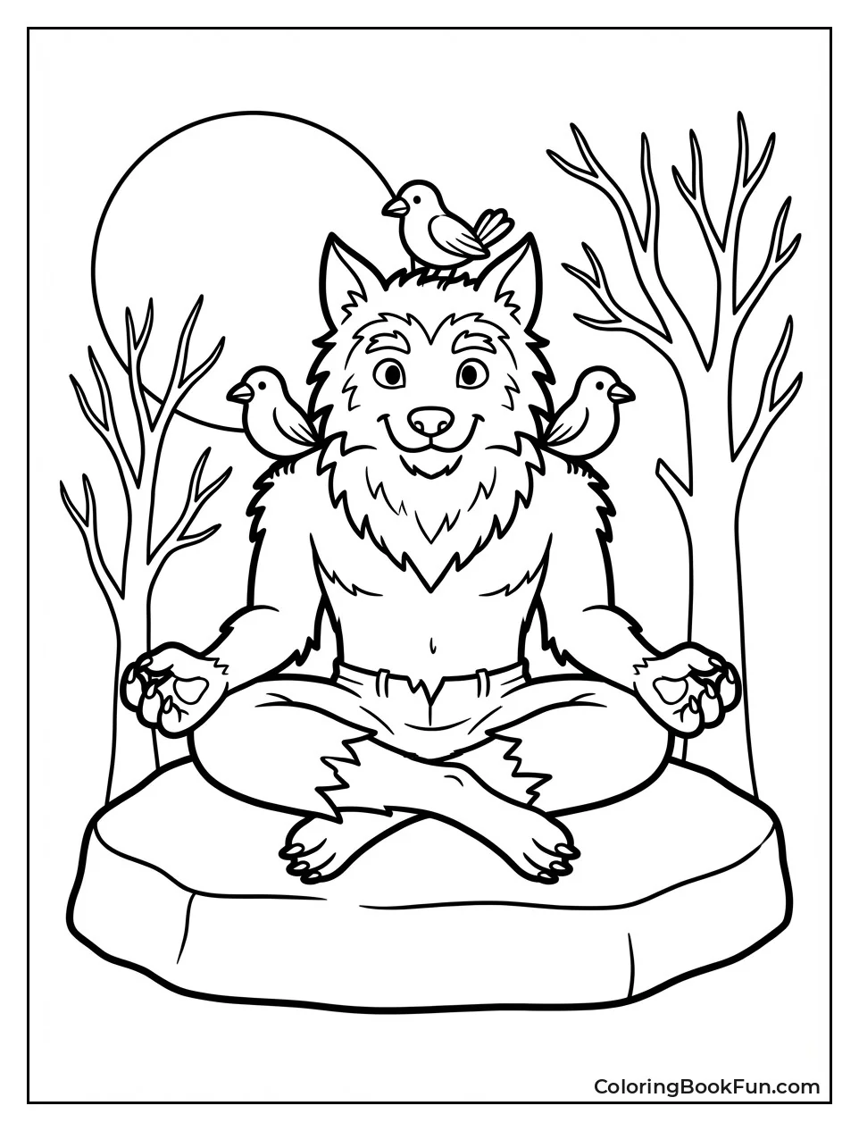 Zen Werewolf Meditating Calmly