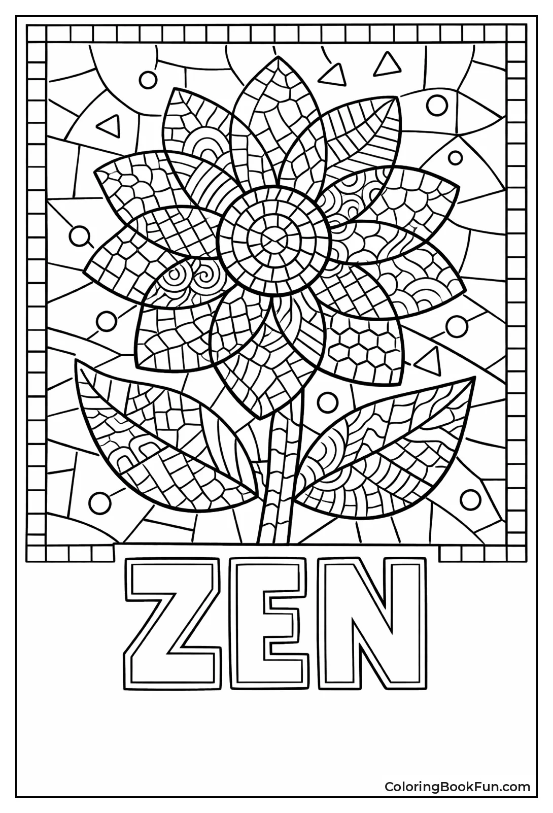 Zentangle Flower Tile Mosaic