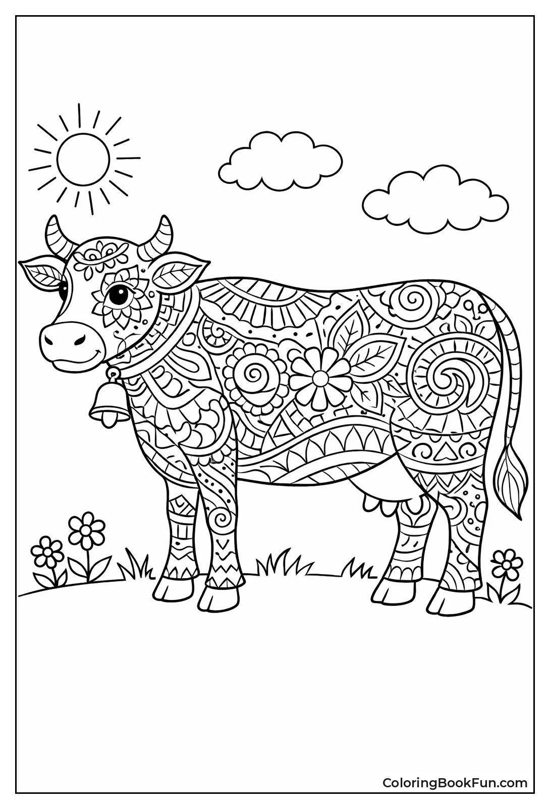 Zentangle Full Body Cow