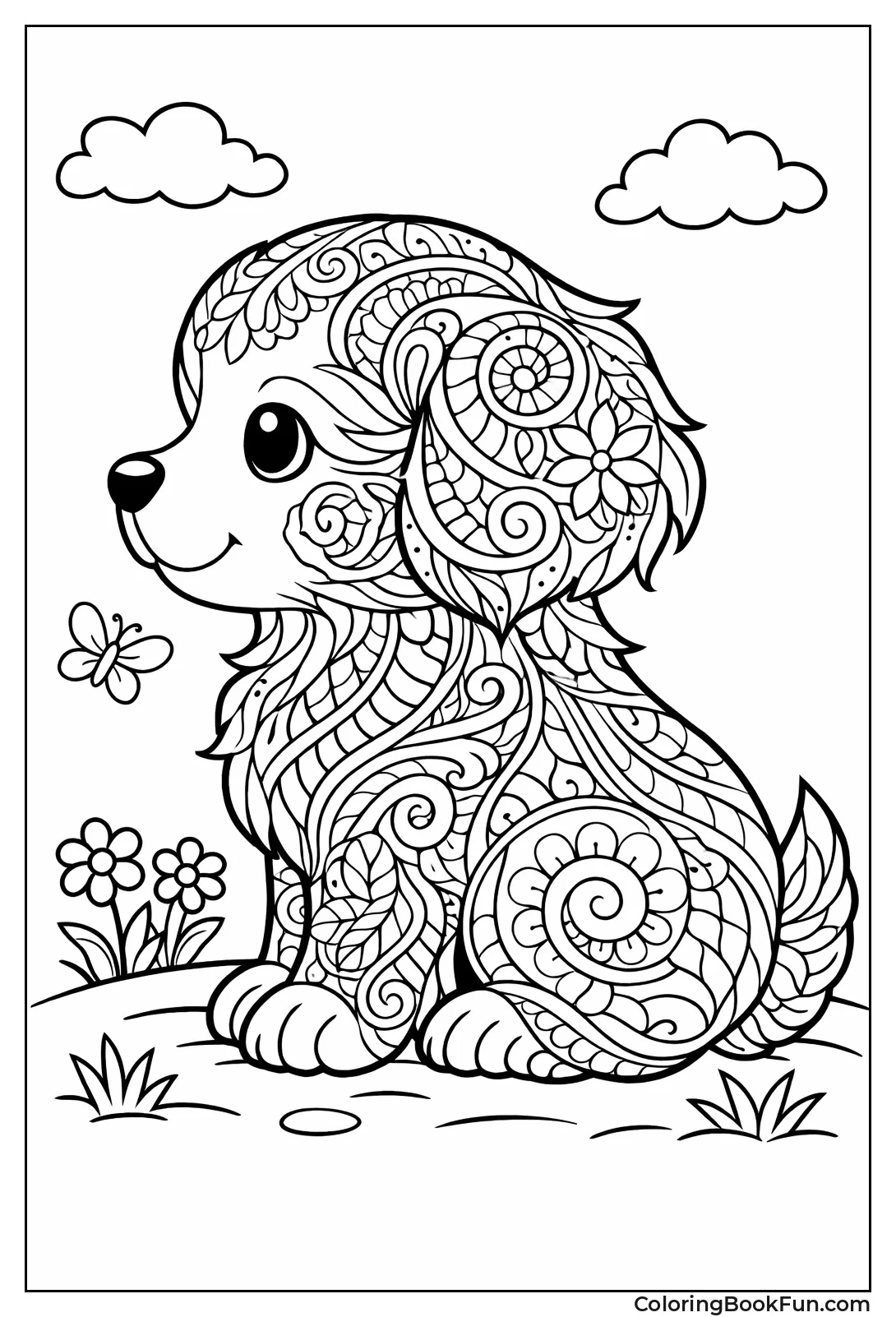 Puppy Fur with Zentangle Patterns