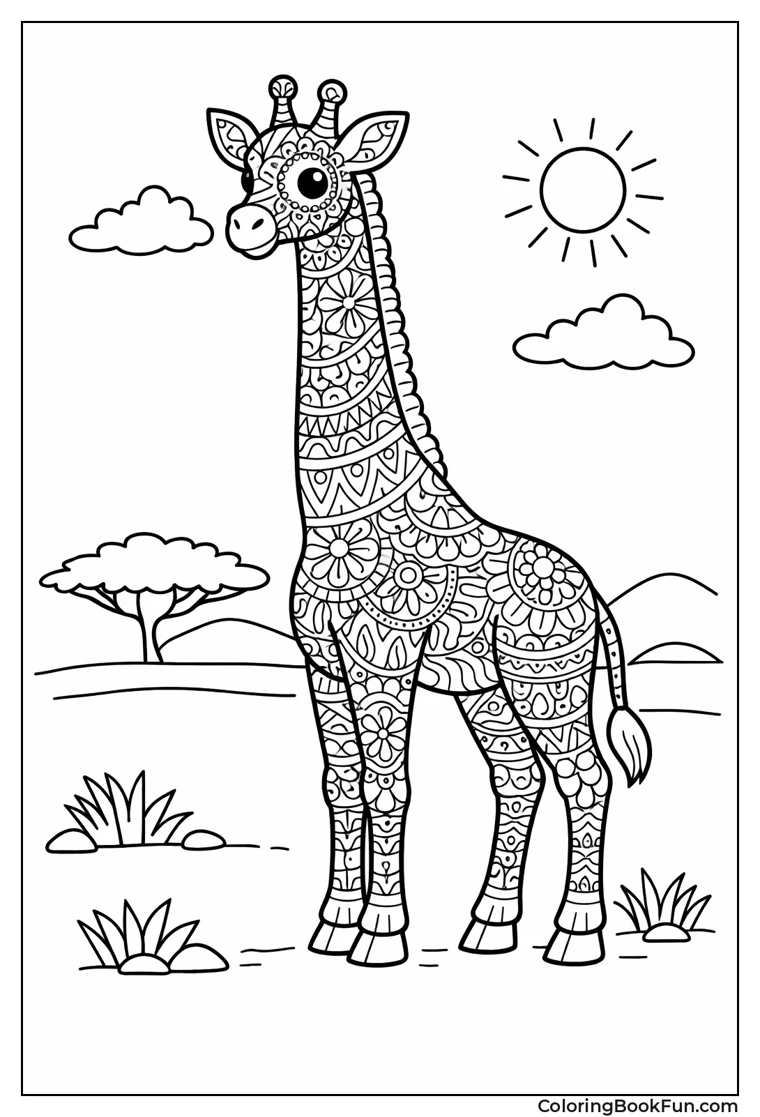 Zentangle Giraffe Full of Patterns