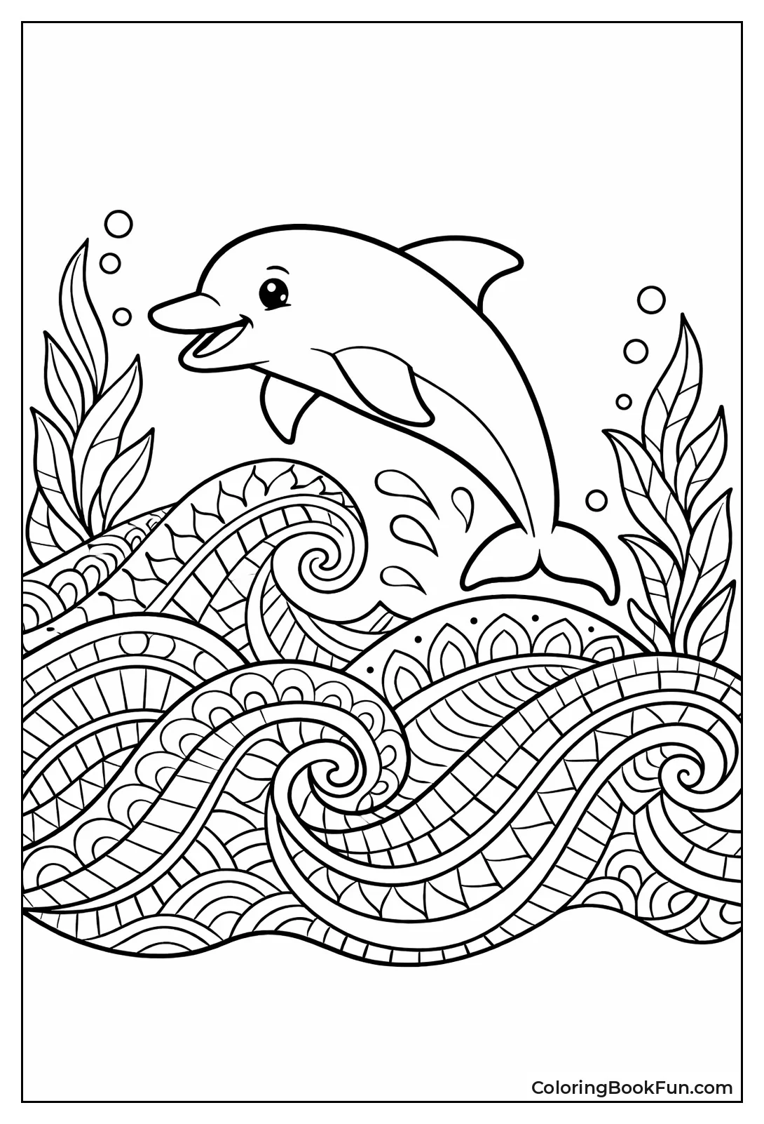 Zentangle Dolphin and Waves