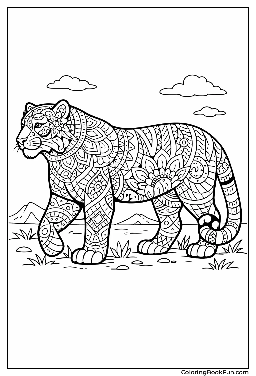 Patterned Zentangle Tiger