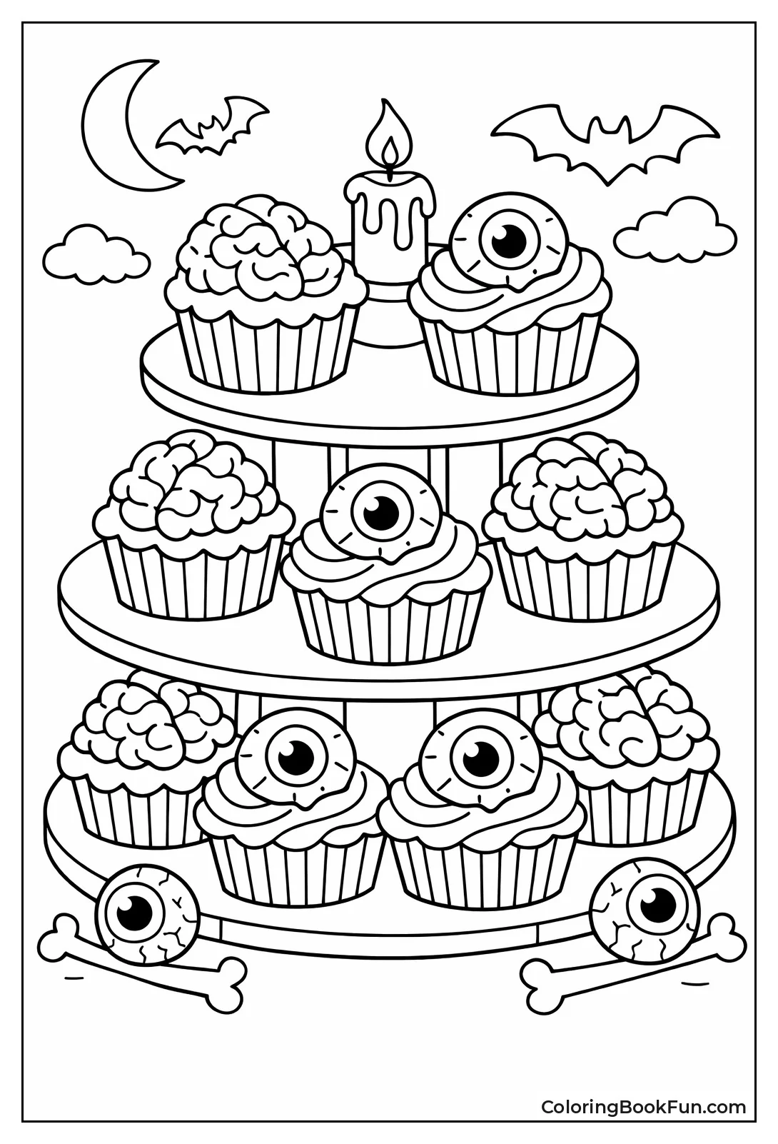 Brain Cupcakes Tower Stack