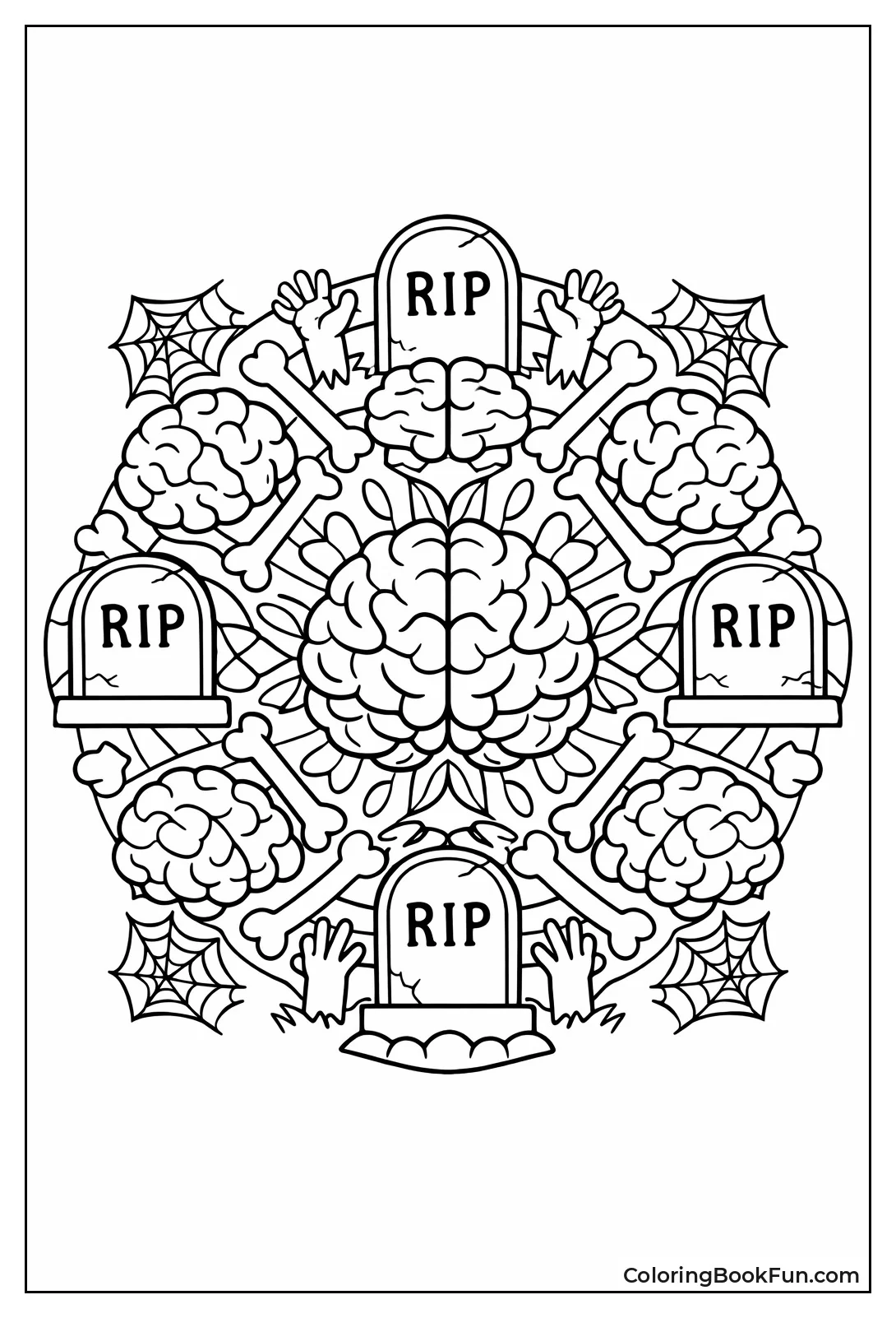 Brain Mandala with Bones