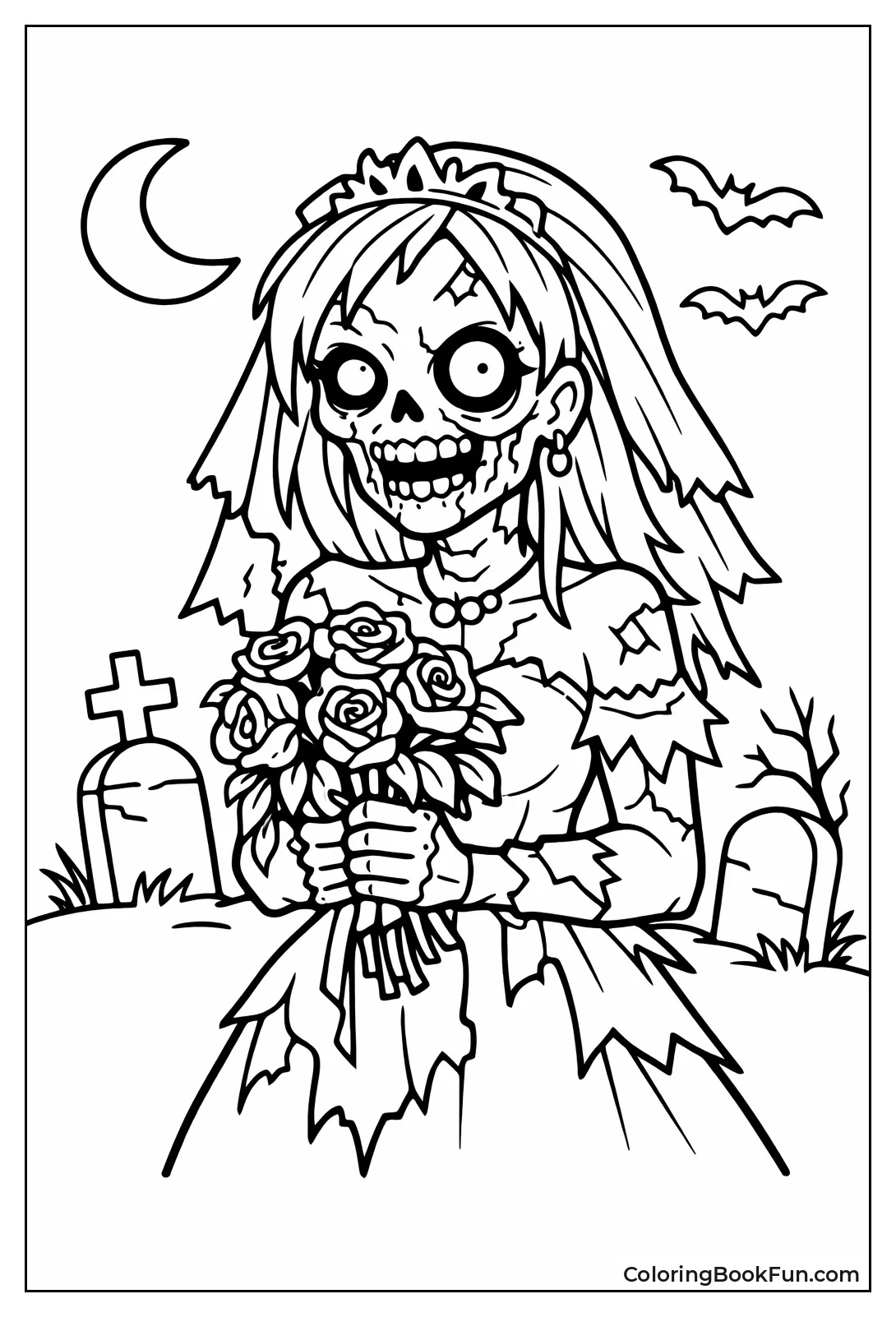 Zombie Bride Holding Roses
