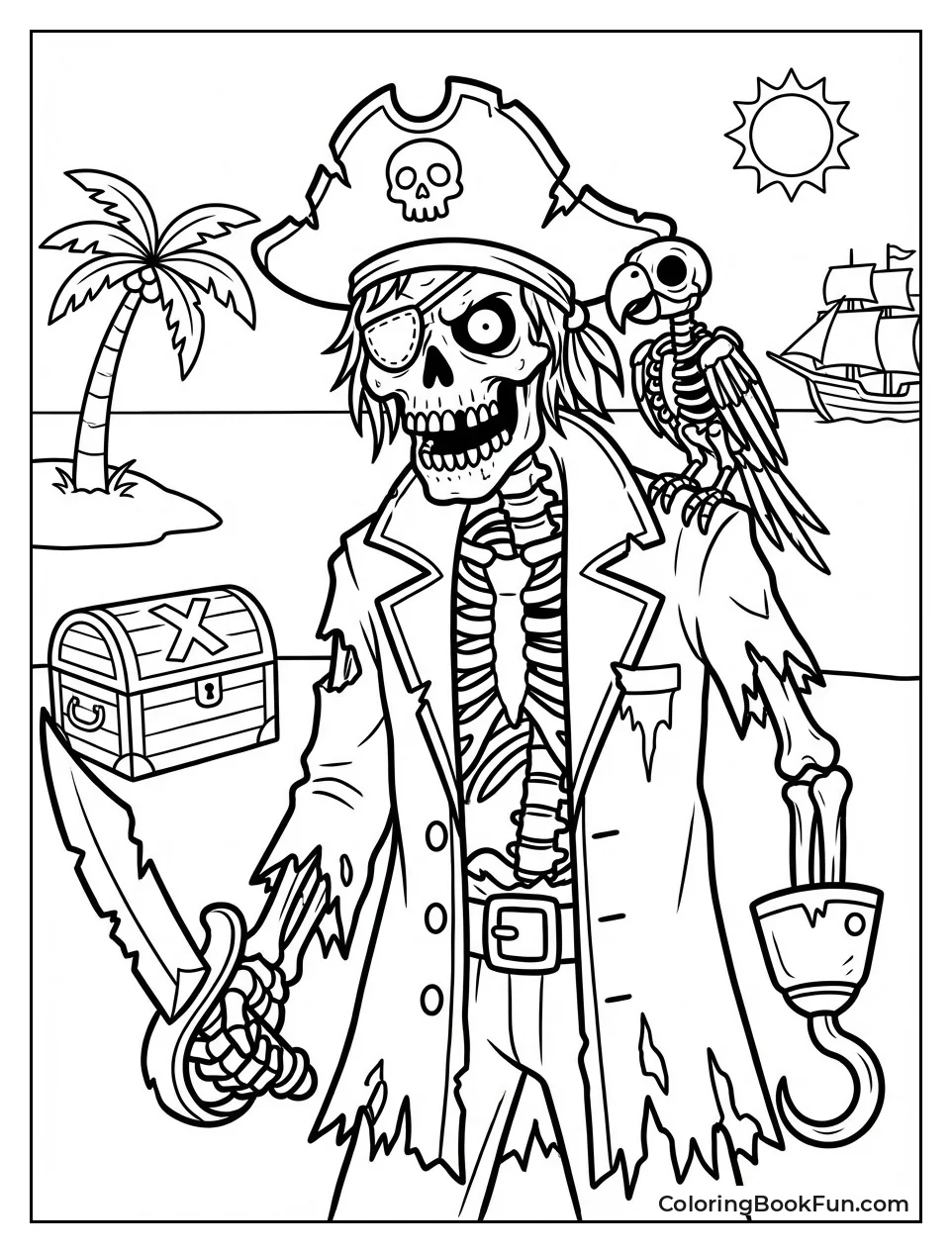 Zombie Pirate Wields Rusty Sword