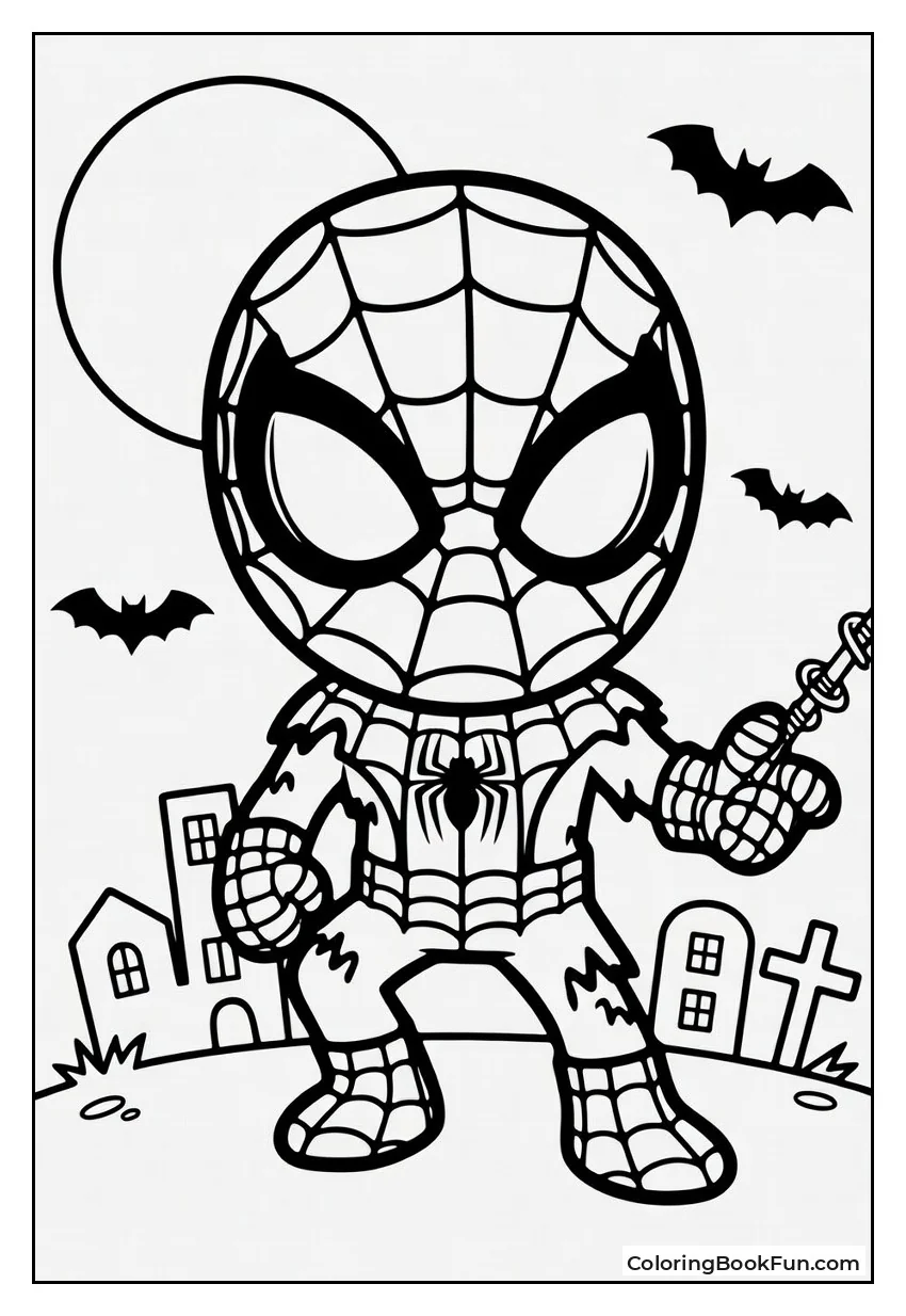 Zombie Spiderman Slinging Webs in City