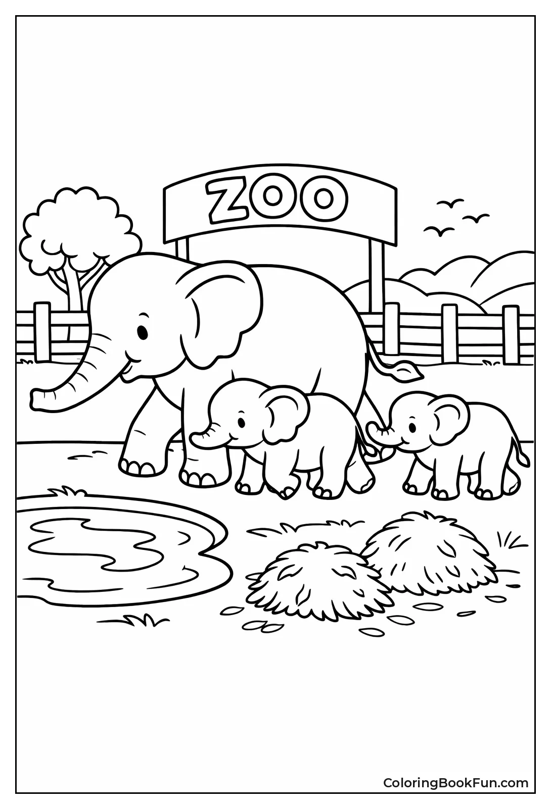 Elephant Mom with Babies