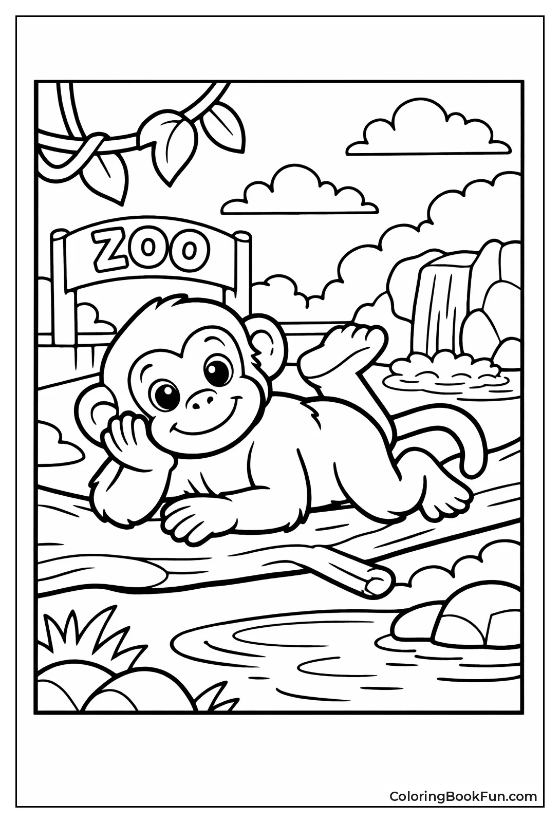 Monkey Lounges Zoo Pen