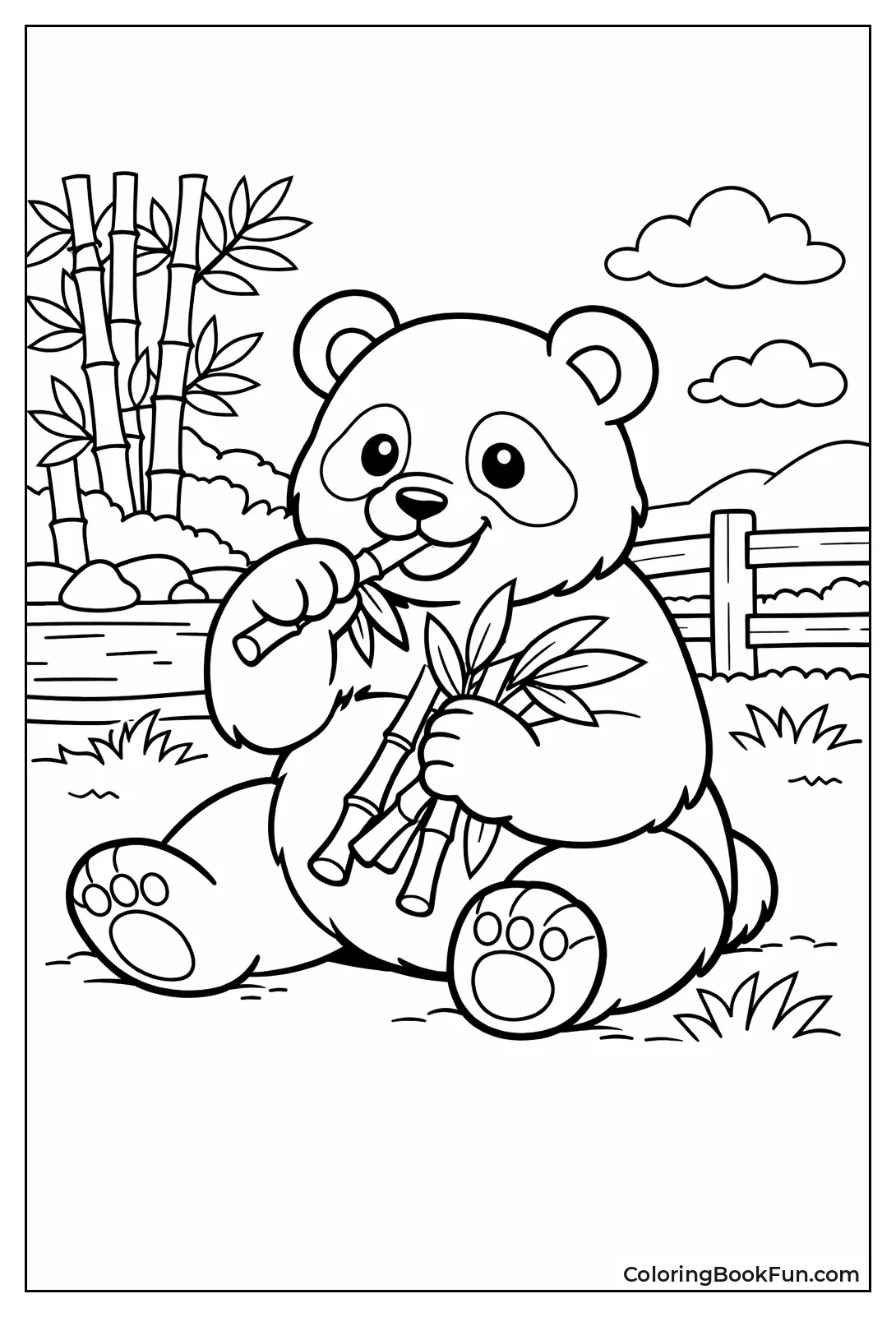 Panda Eats Bamboo Stalks