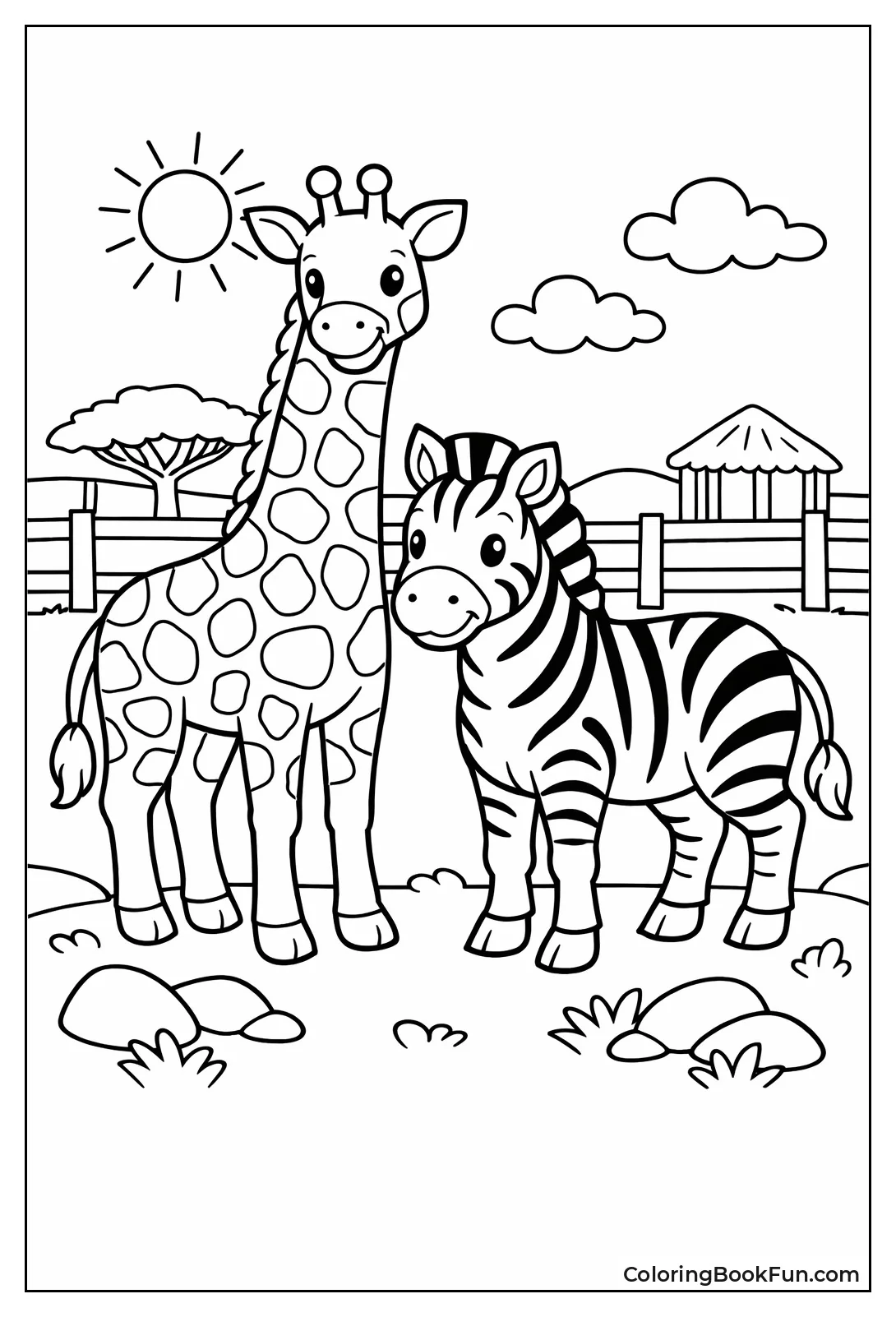 Giraffe Friends with Zebra