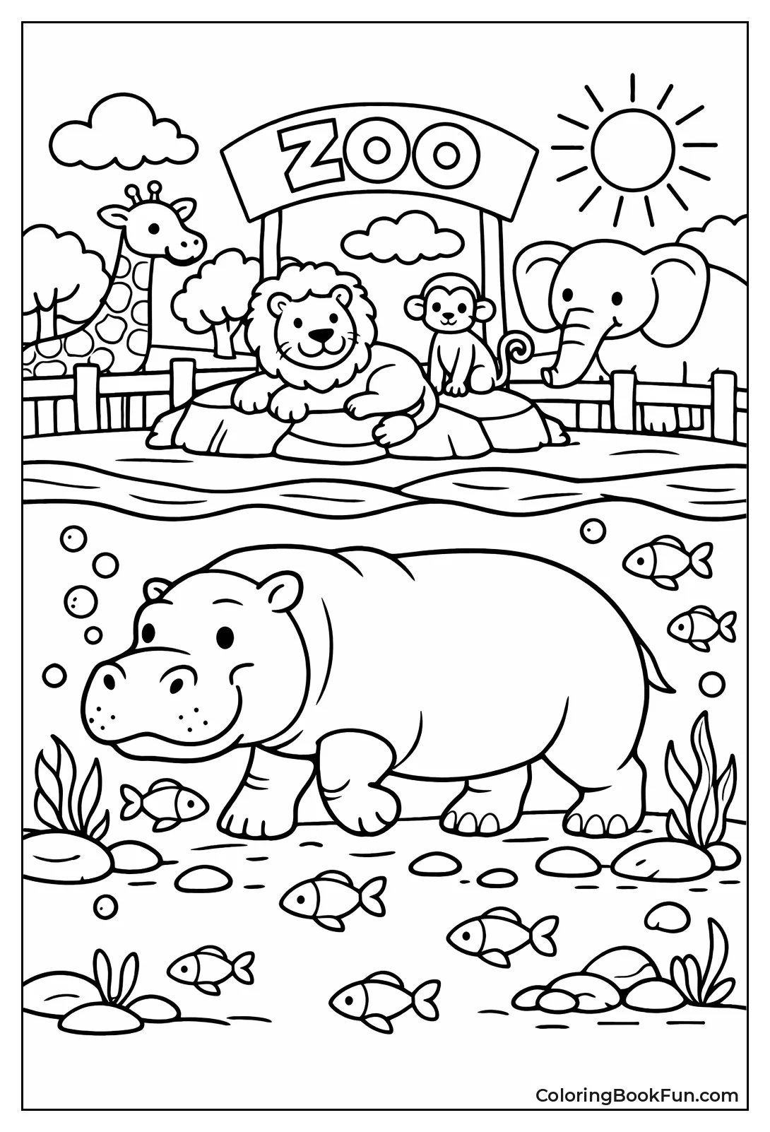 Hippo Walks under Water