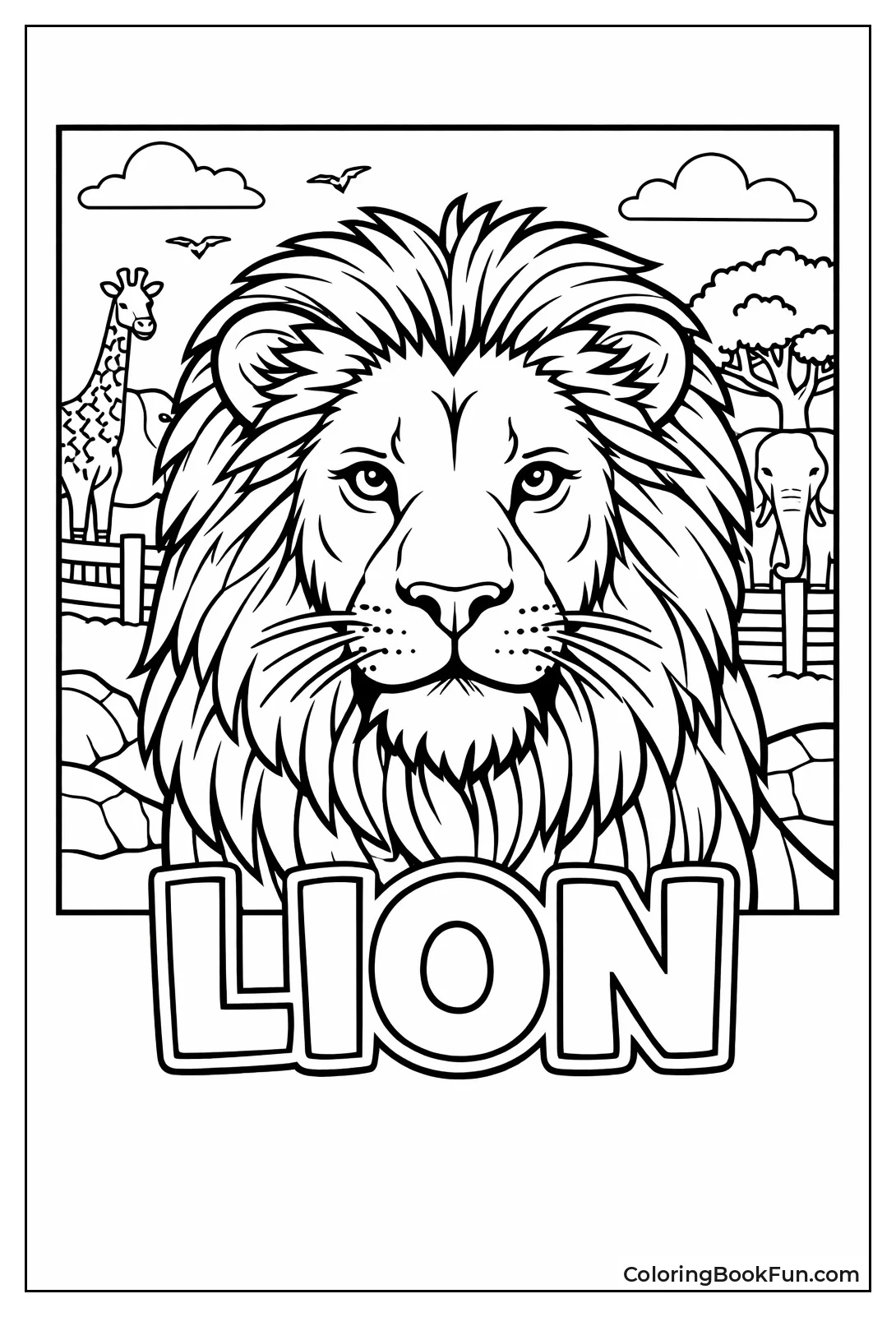 Majestic Lion Face Closeup