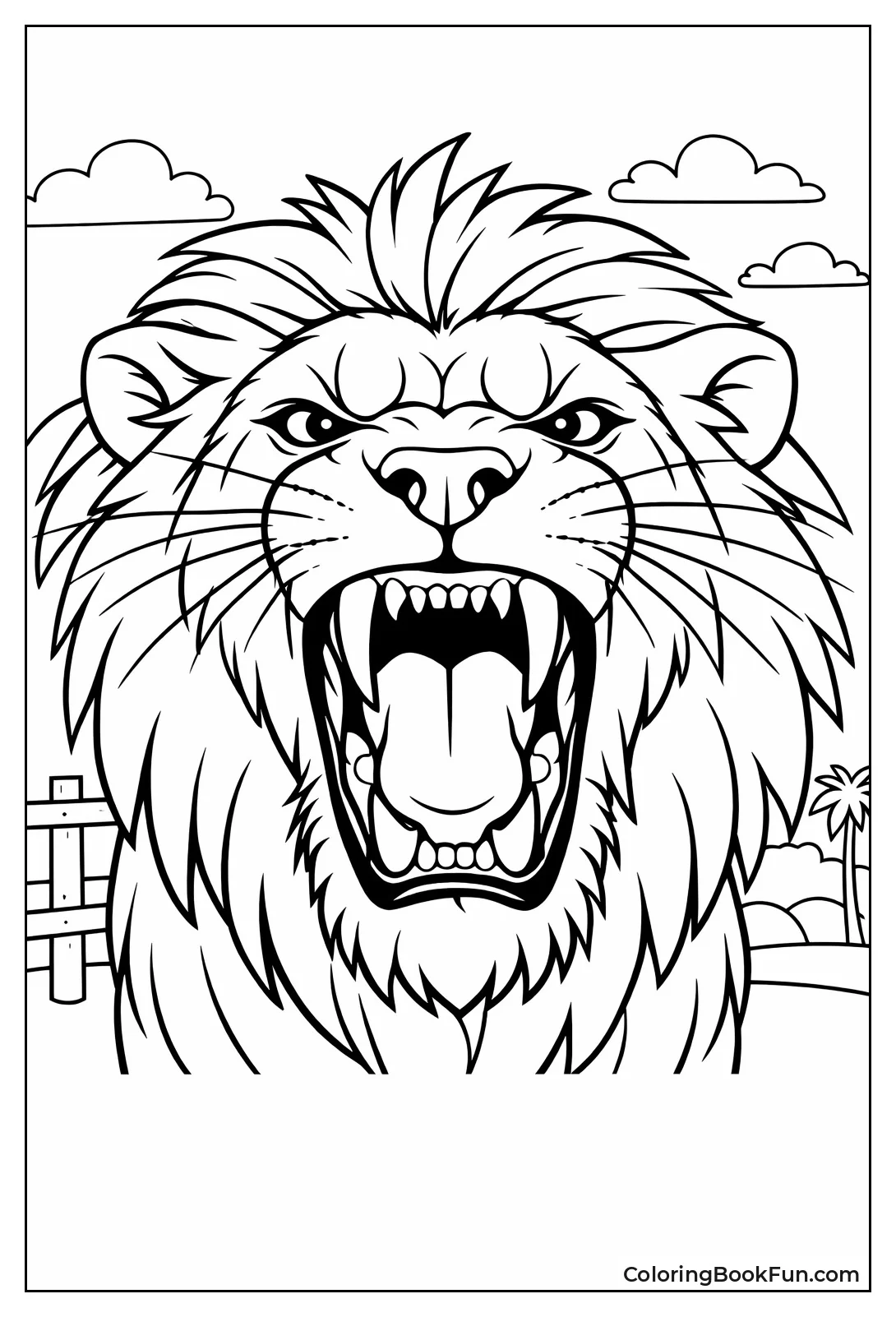 Lion Roars with Fangs