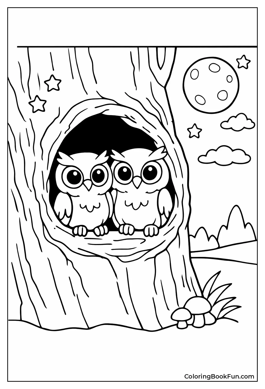 Owls Perch under Moon