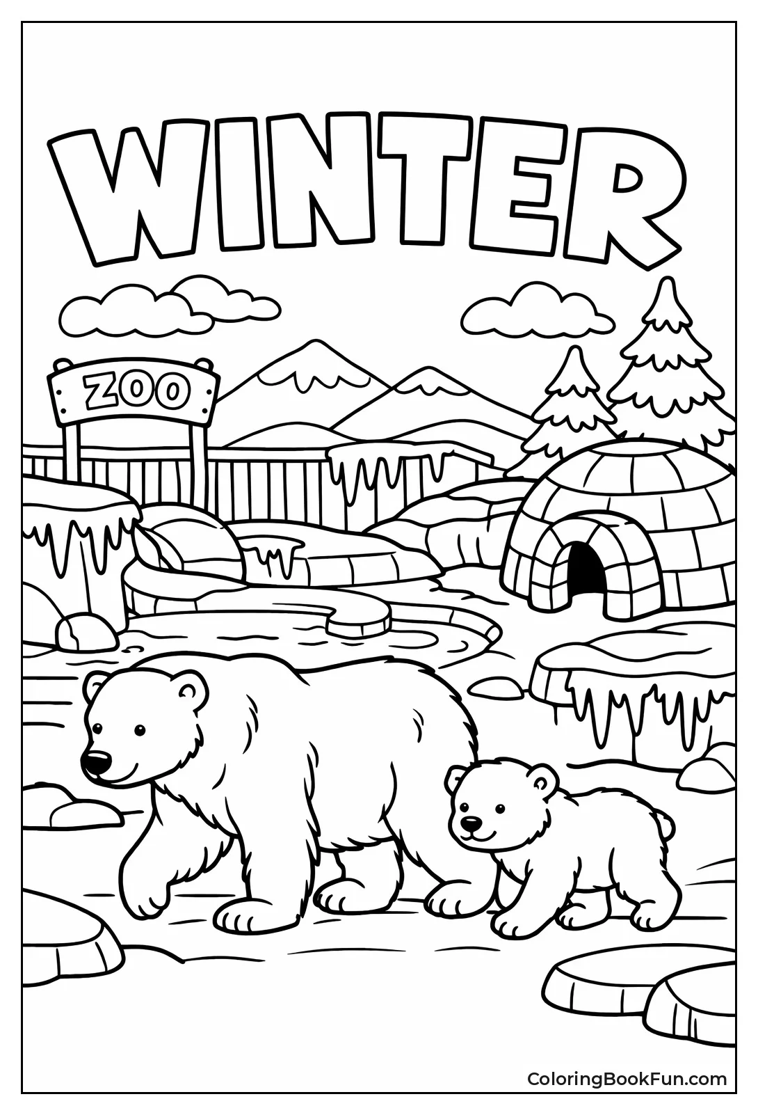 Polar Bears Walk Snow