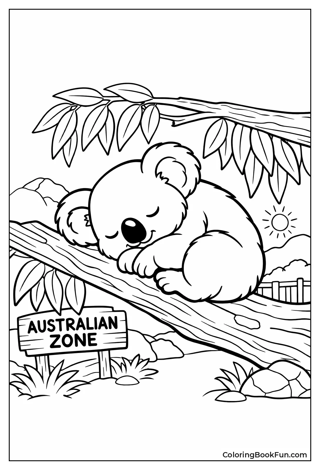Koala Sleeps in Tree