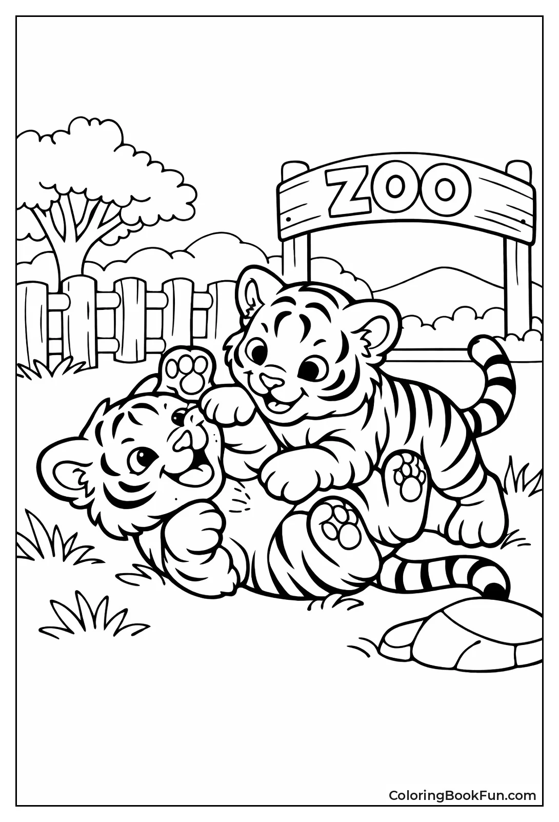 Tiger Cubs Play Wrestle