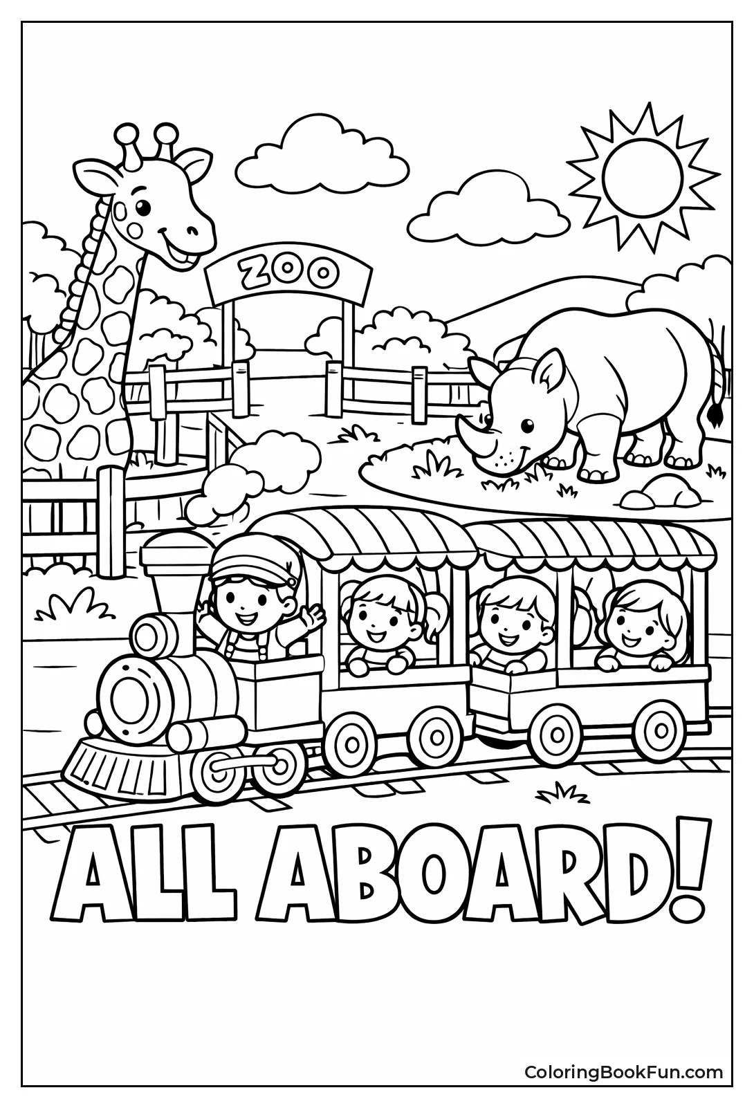 Zoo Train Passes Animals